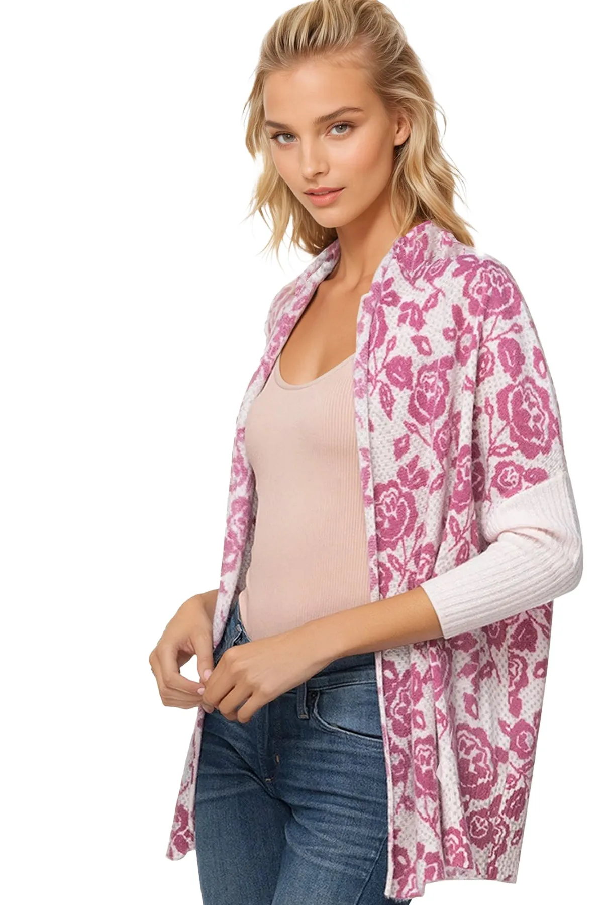 100% Cashmere Printed Cropped Cocoon Sweater