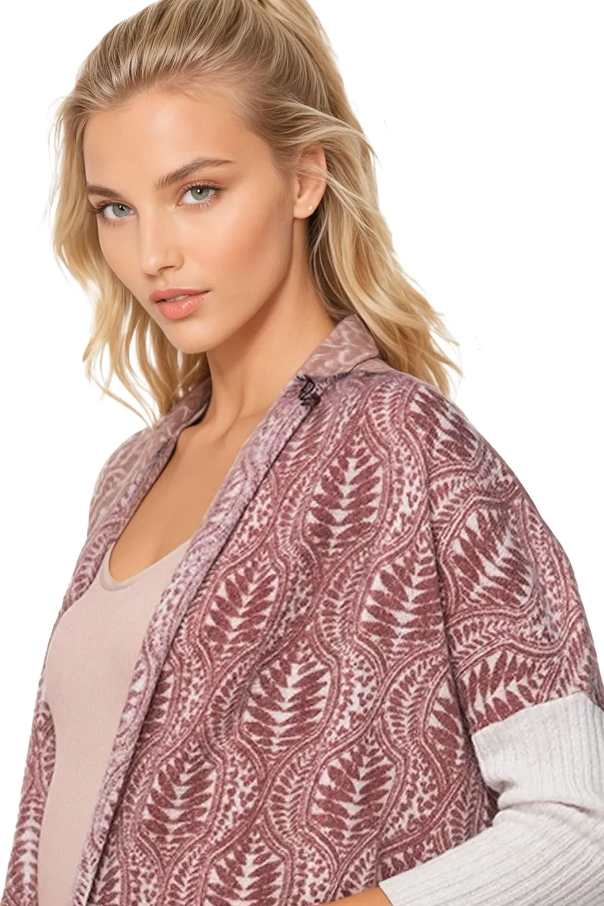 100% Cashmere Printed Cropped Cocoon Sweater