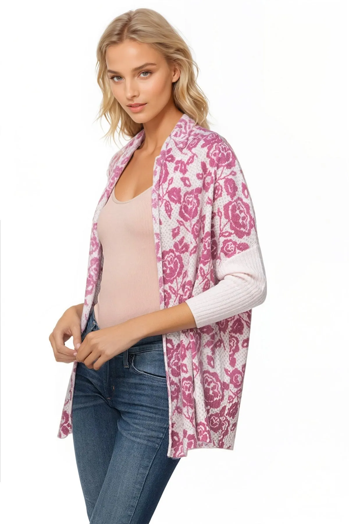 100% Cashmere Printed Cropped Cocoon Sweater