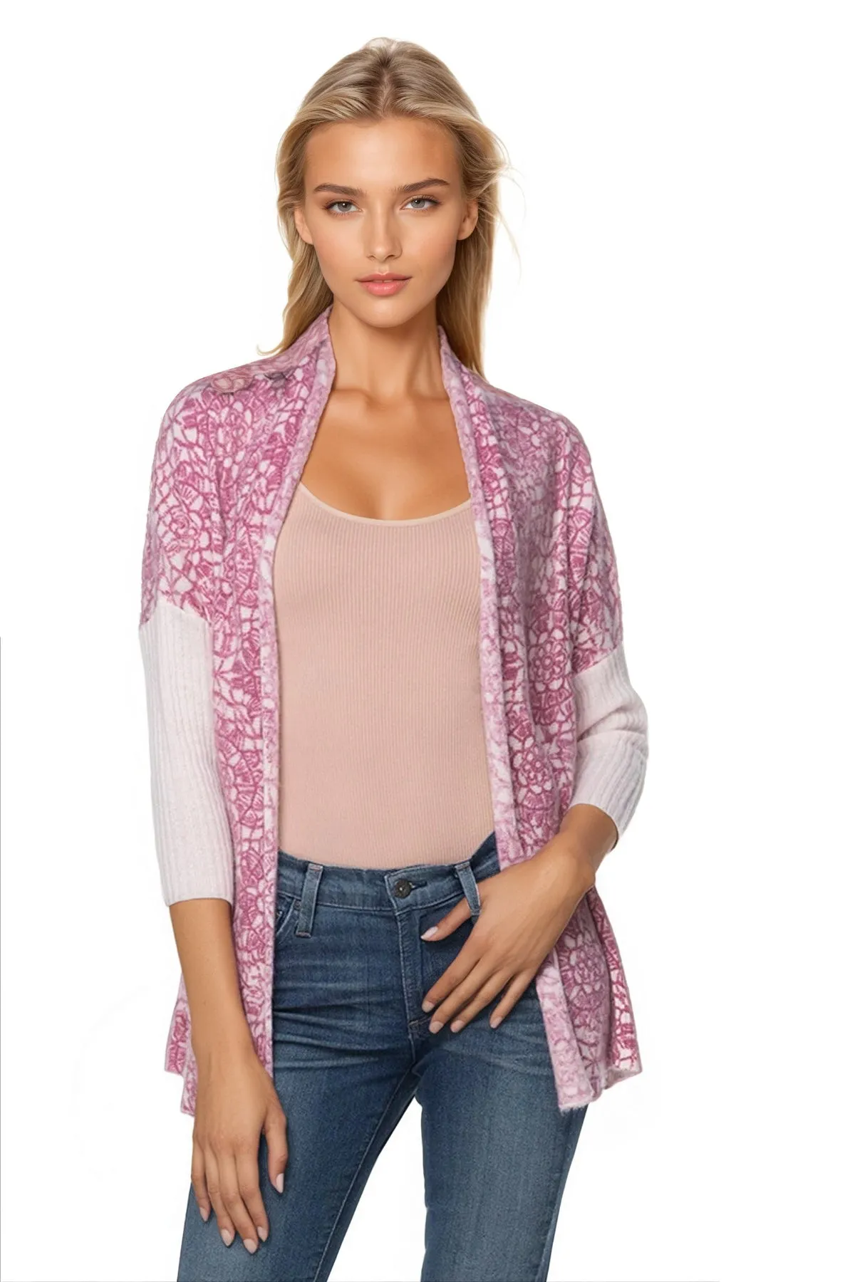 100% Cashmere Printed Cropped Cocoon Sweater