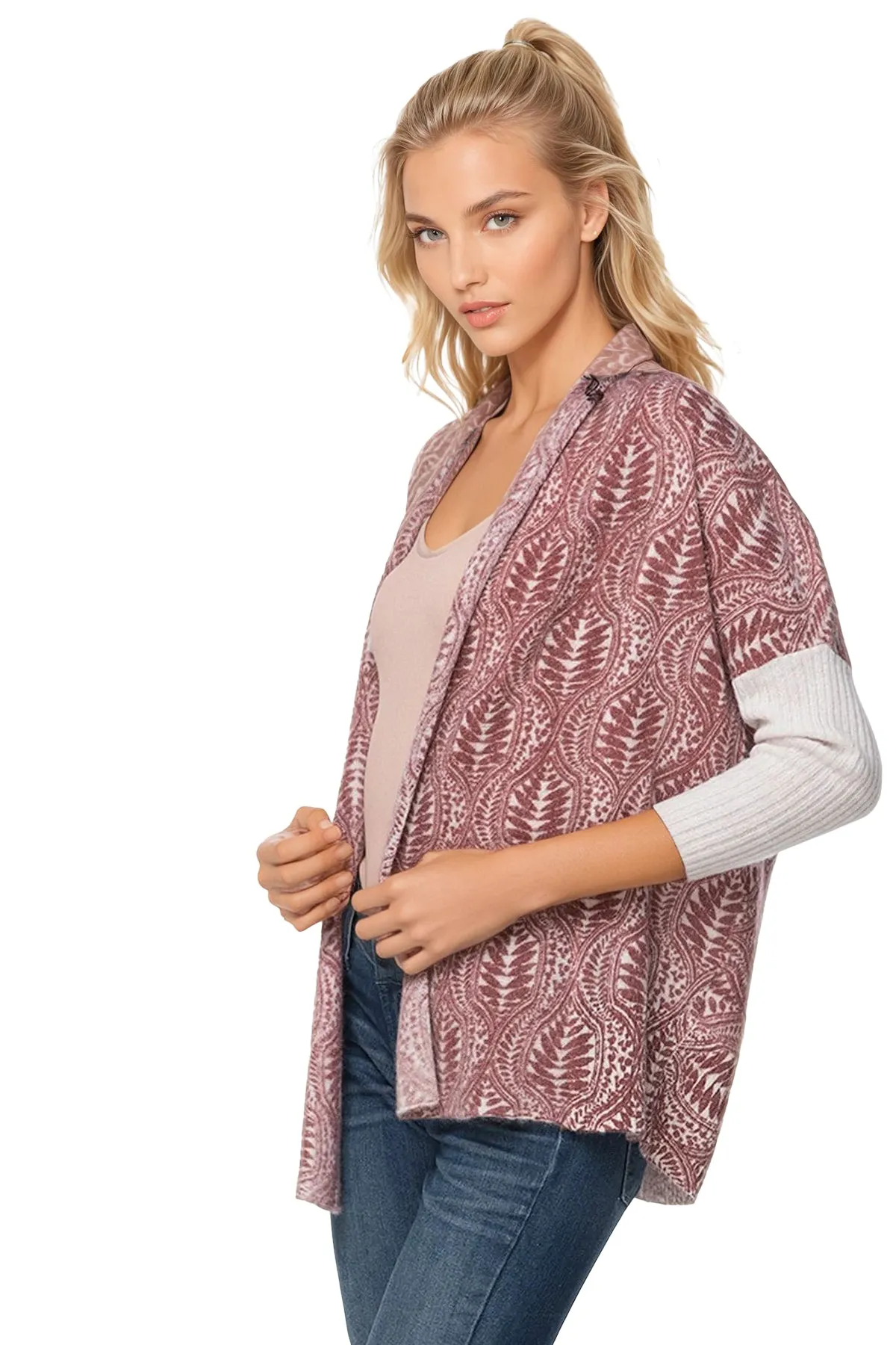 100% Cashmere Printed Cropped Cocoon Sweater