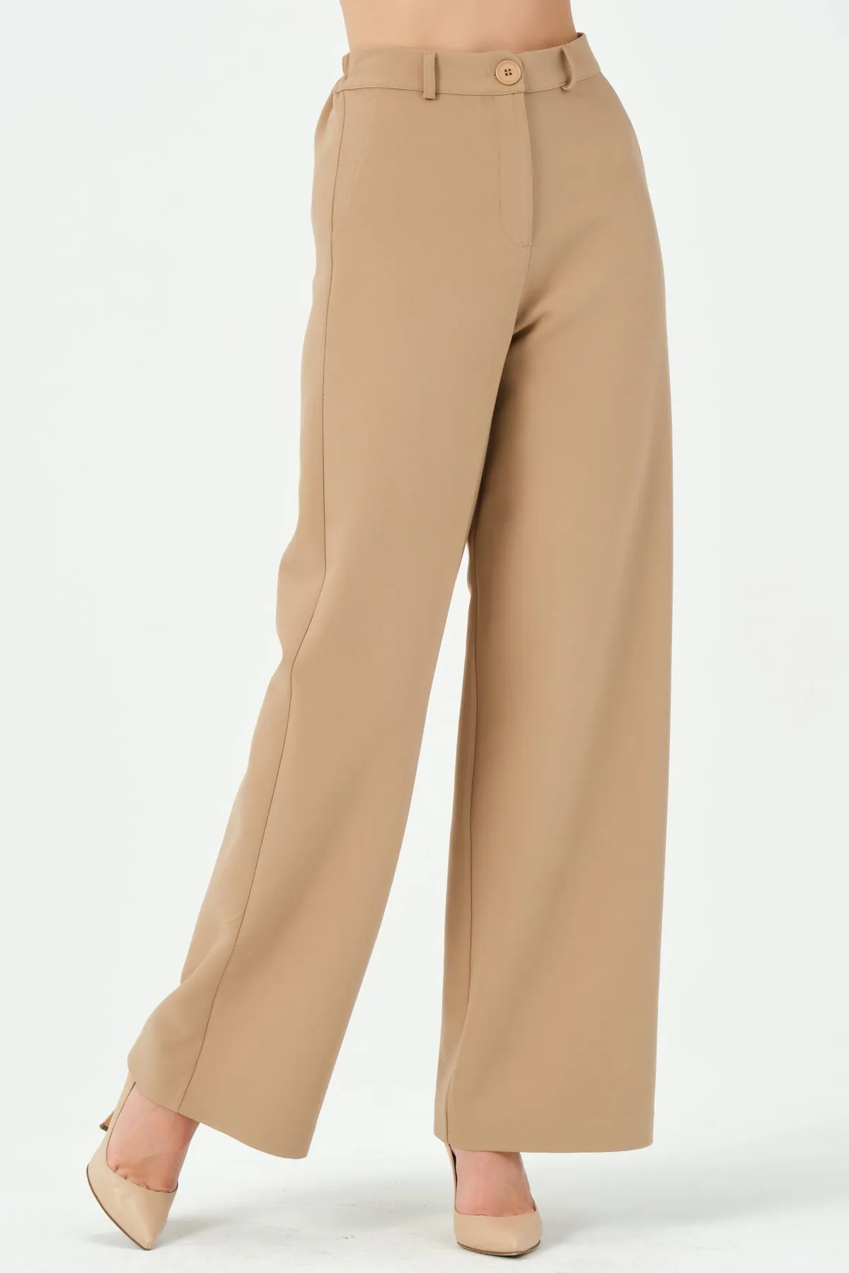 135-Grace Wide Leg Pants Beige