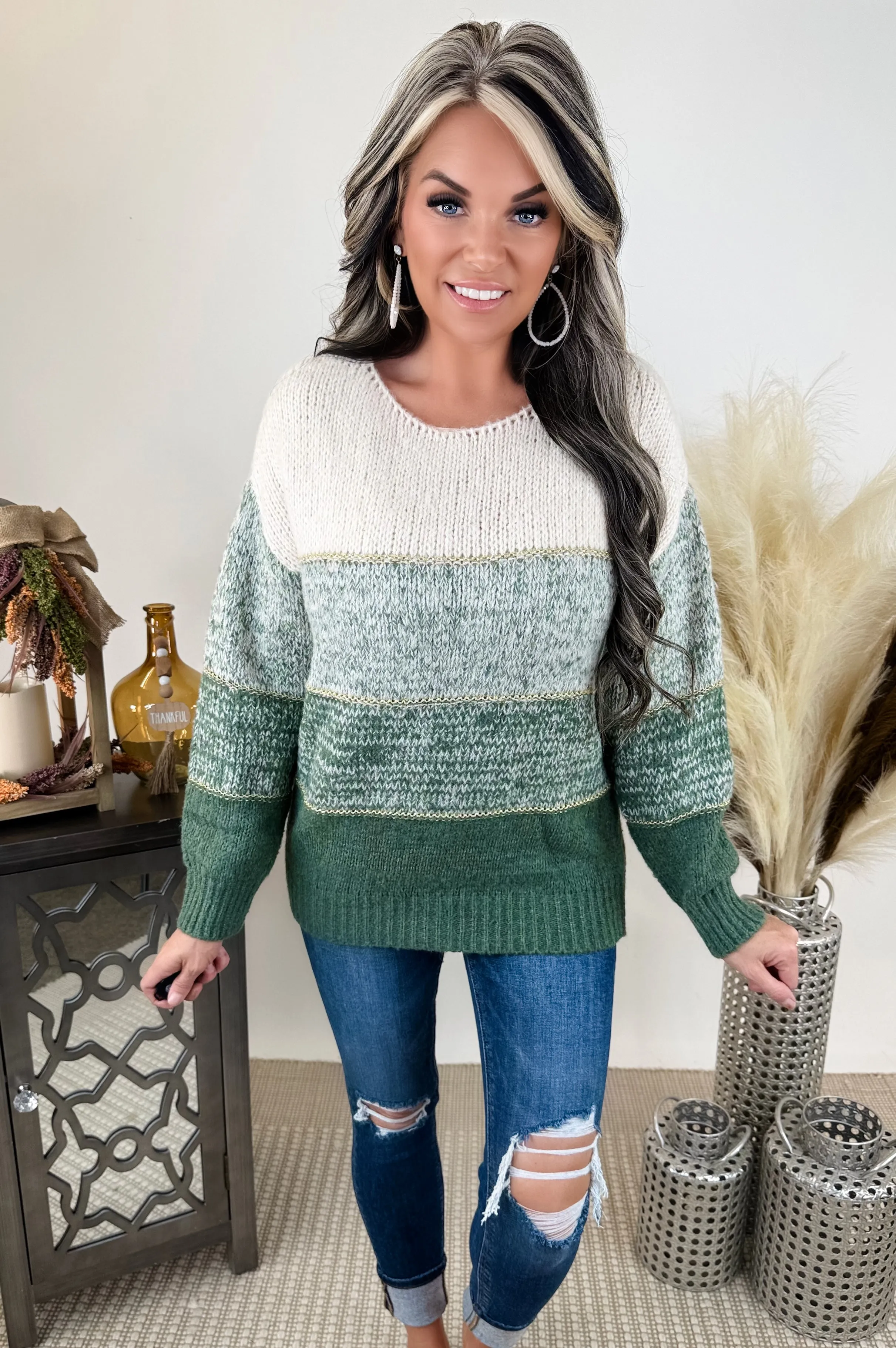 2 Tone SWEATER PULL OVER  olive