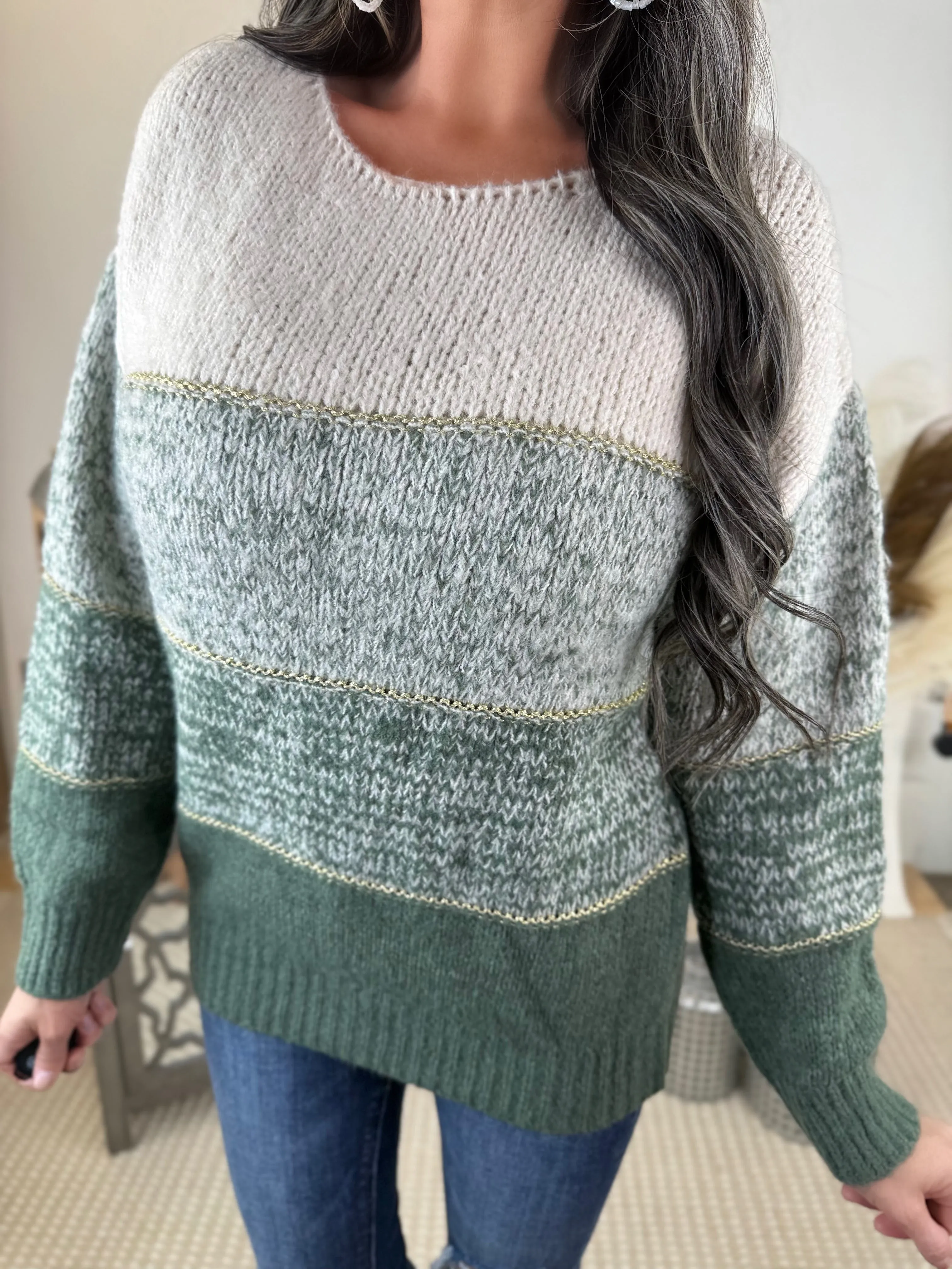 2 Tone SWEATER PULL OVER  olive