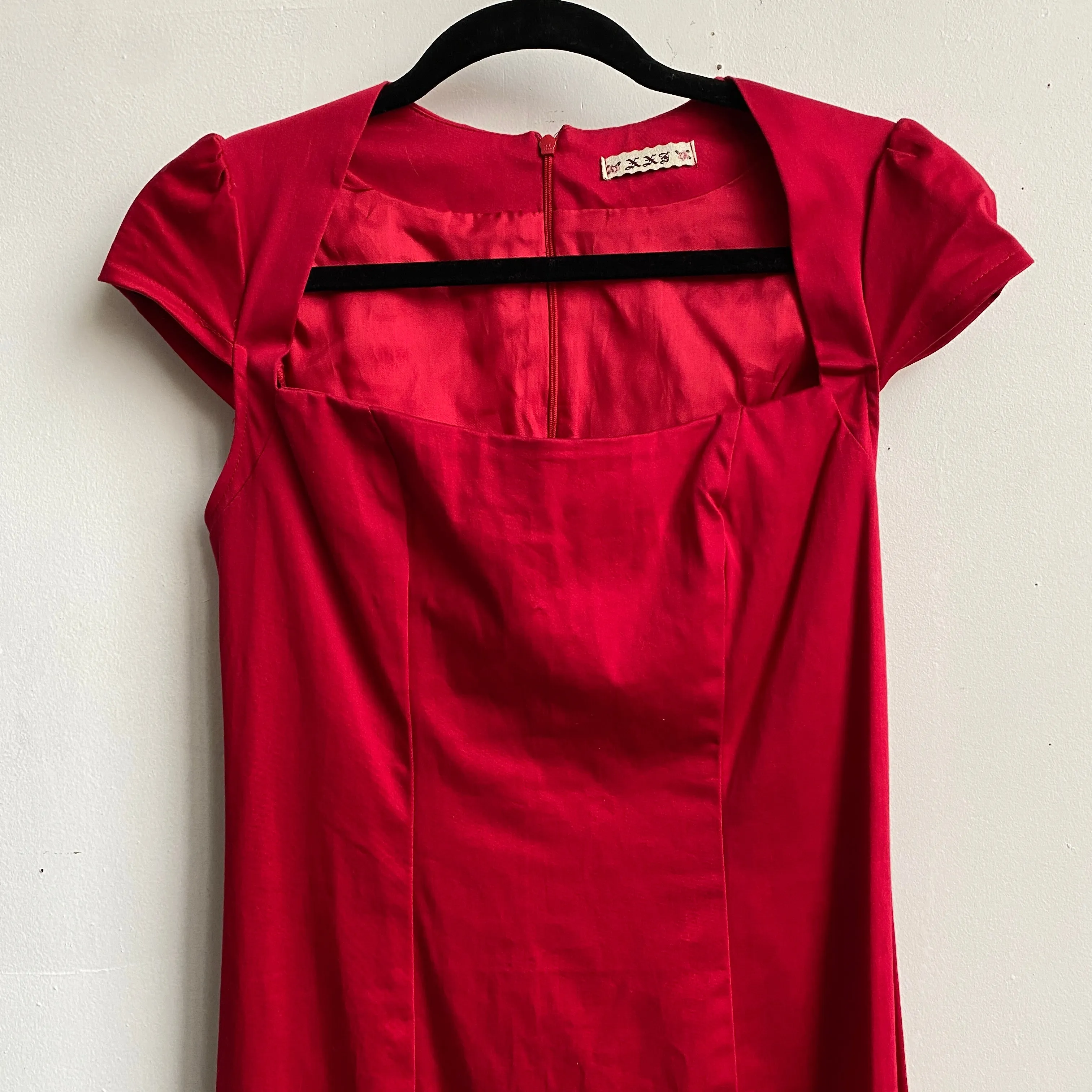 90s cherry red midi dress