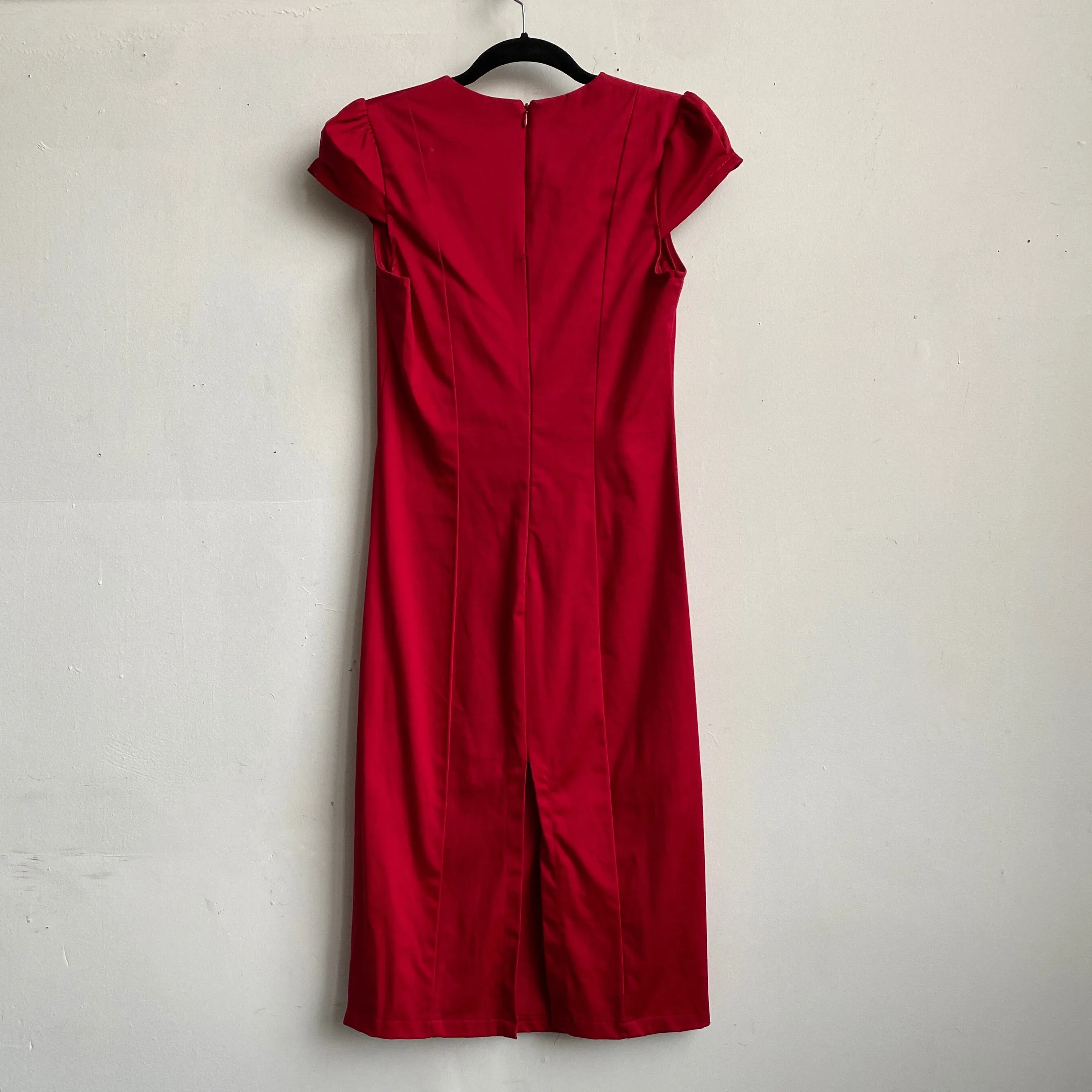 90s cherry red midi dress