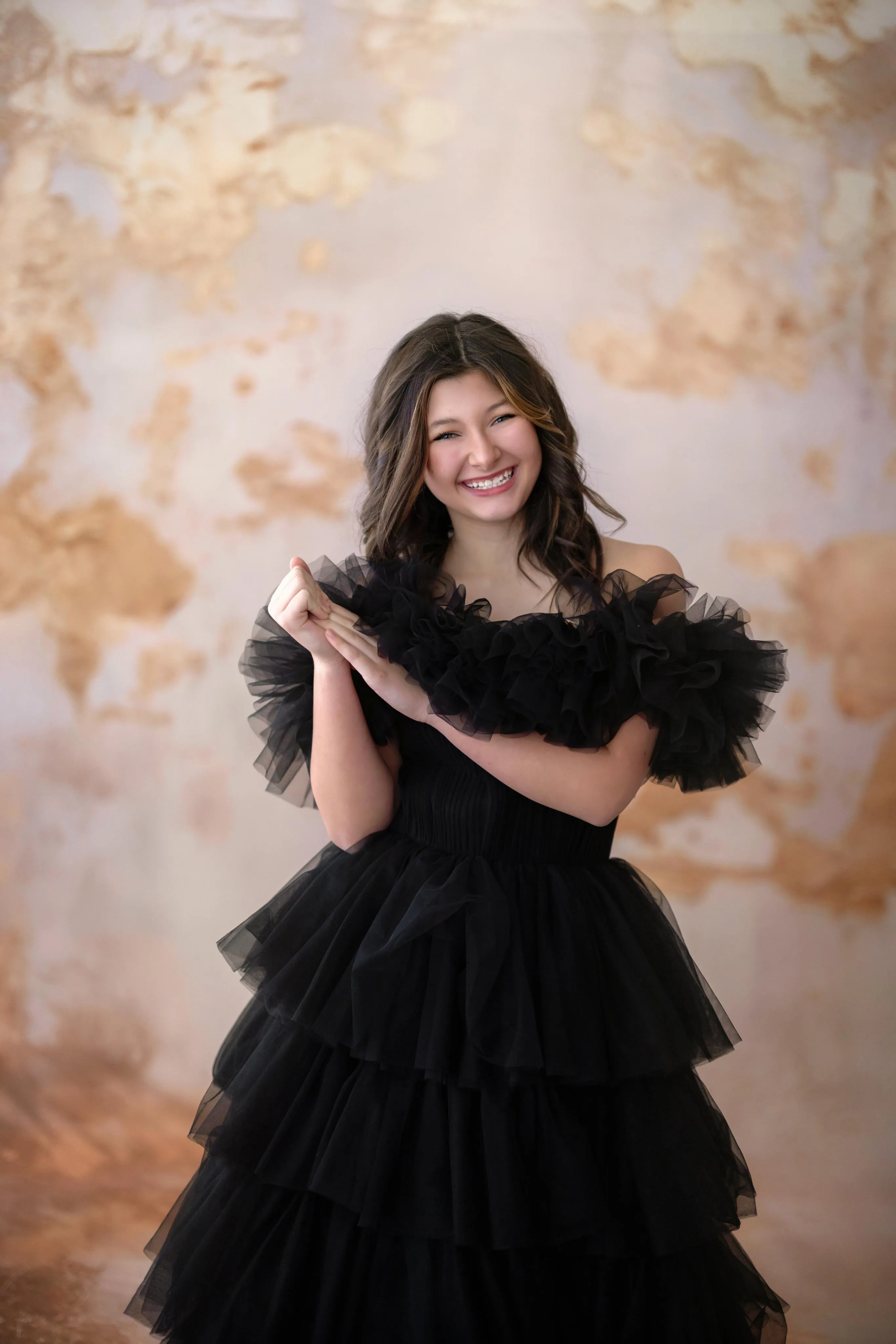 AURORA Floor Long Couture Rental Gown Black  (11 year-Pettie Adult 4)