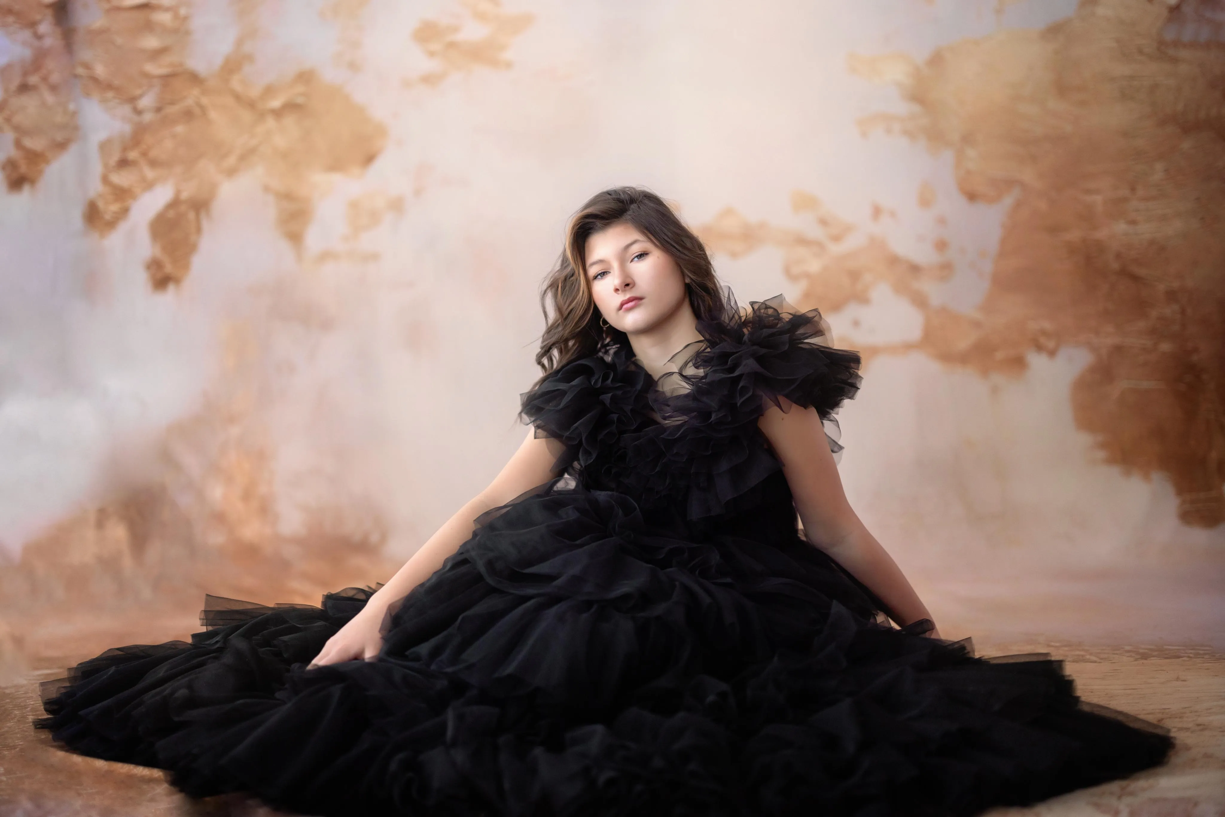 AURORA Floor Long Couture Rental Gown Black  (11 year-Pettie Adult 4)