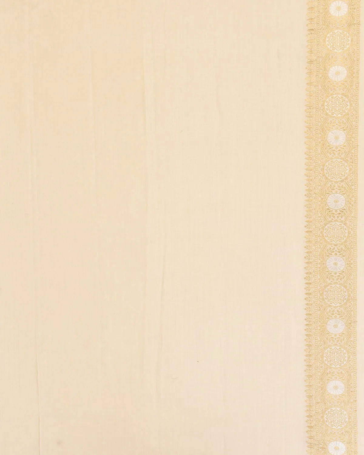 Beige Banarasi Gold & Silver Zari Floral Jaal Cutwork Brocade Handwoven Muga Silk Saree