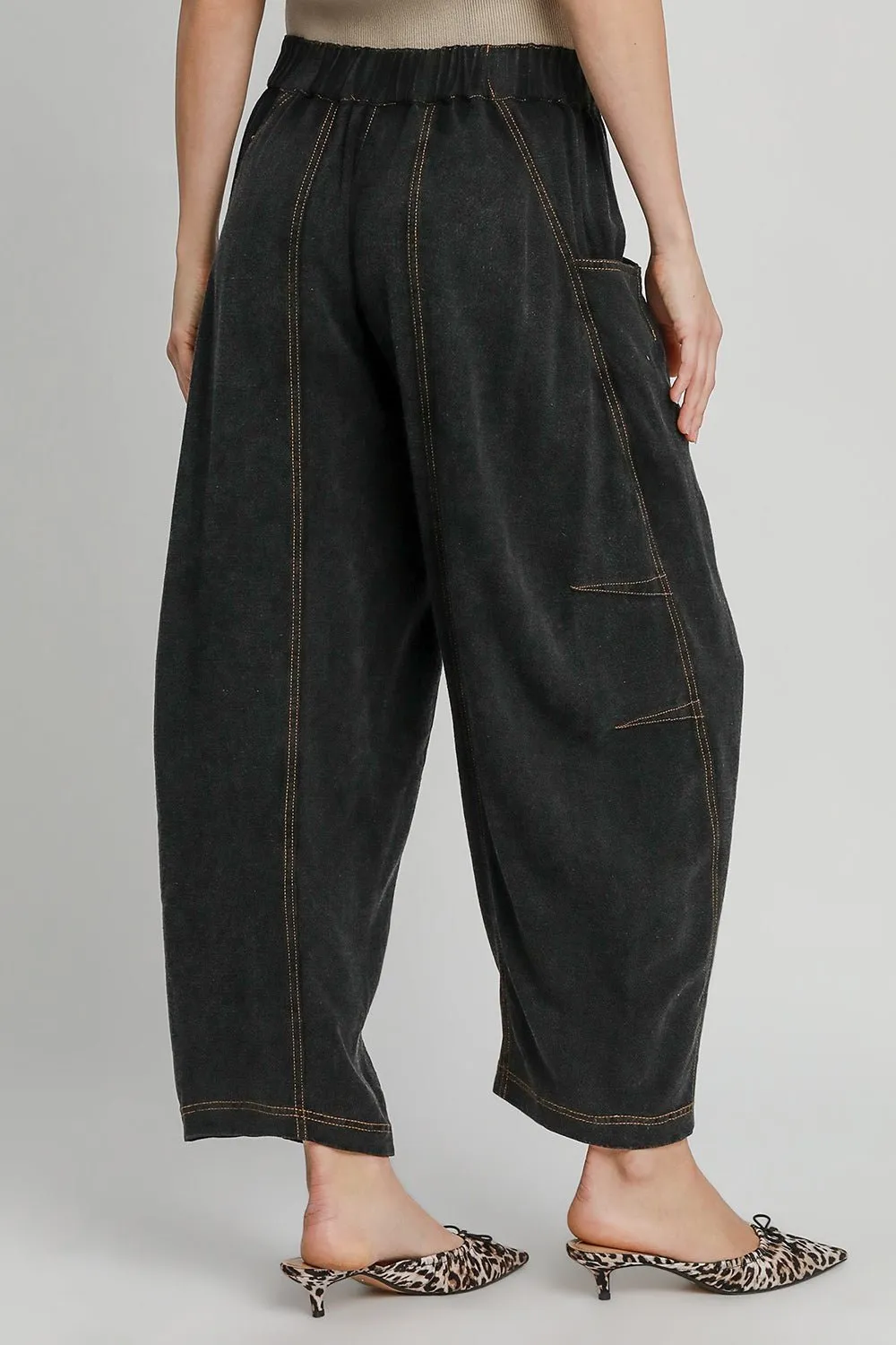 Black Elastic Waist Baggy Fit Pants