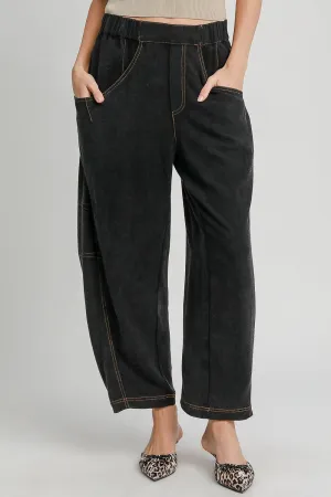 Black Elastic Waist Baggy Fit Pants