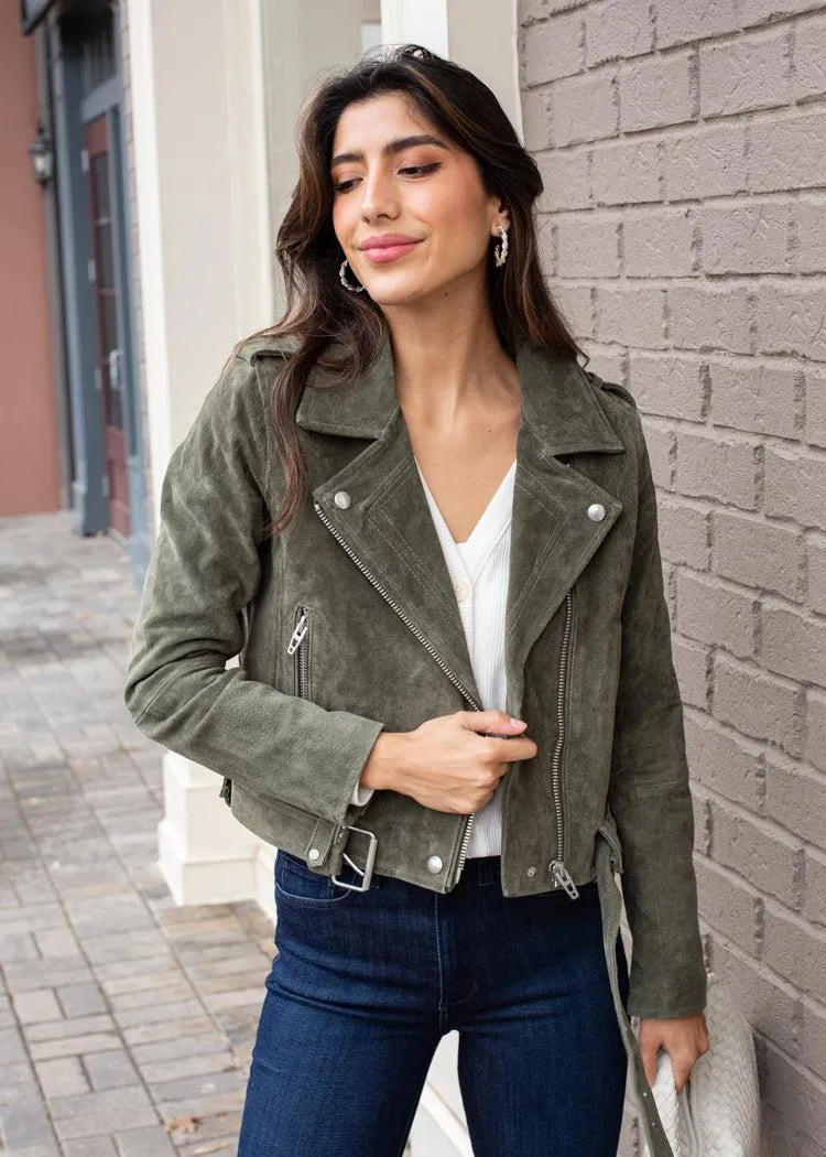Blank NYC Faux Suede Moto Jacket - Herb-***FINAL SALE***