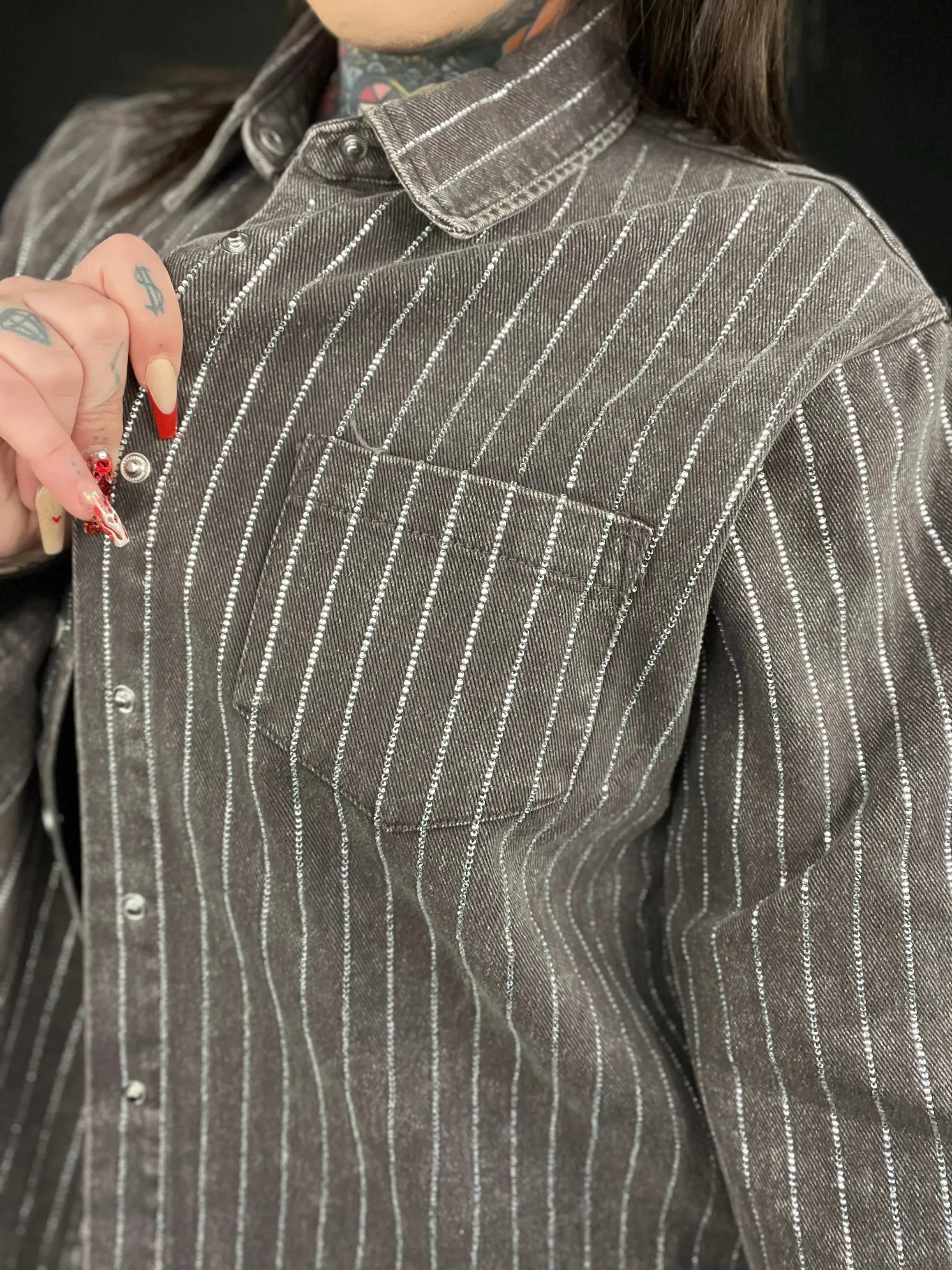 Blue B - Sparkle Stone Stripe Denim Jacket