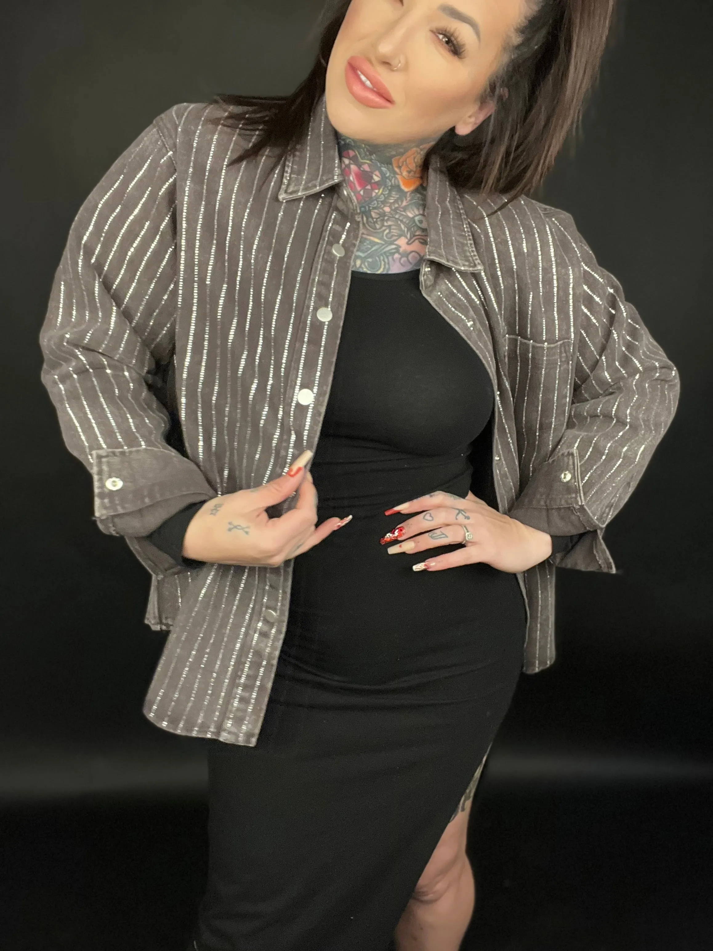 Blue B - Sparkle Stone Stripe Denim Jacket