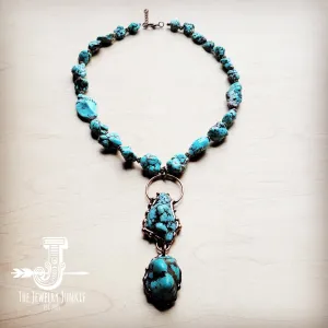 Blue Turquoise Necklace w/ Soldered Turquoise Pendant 259j