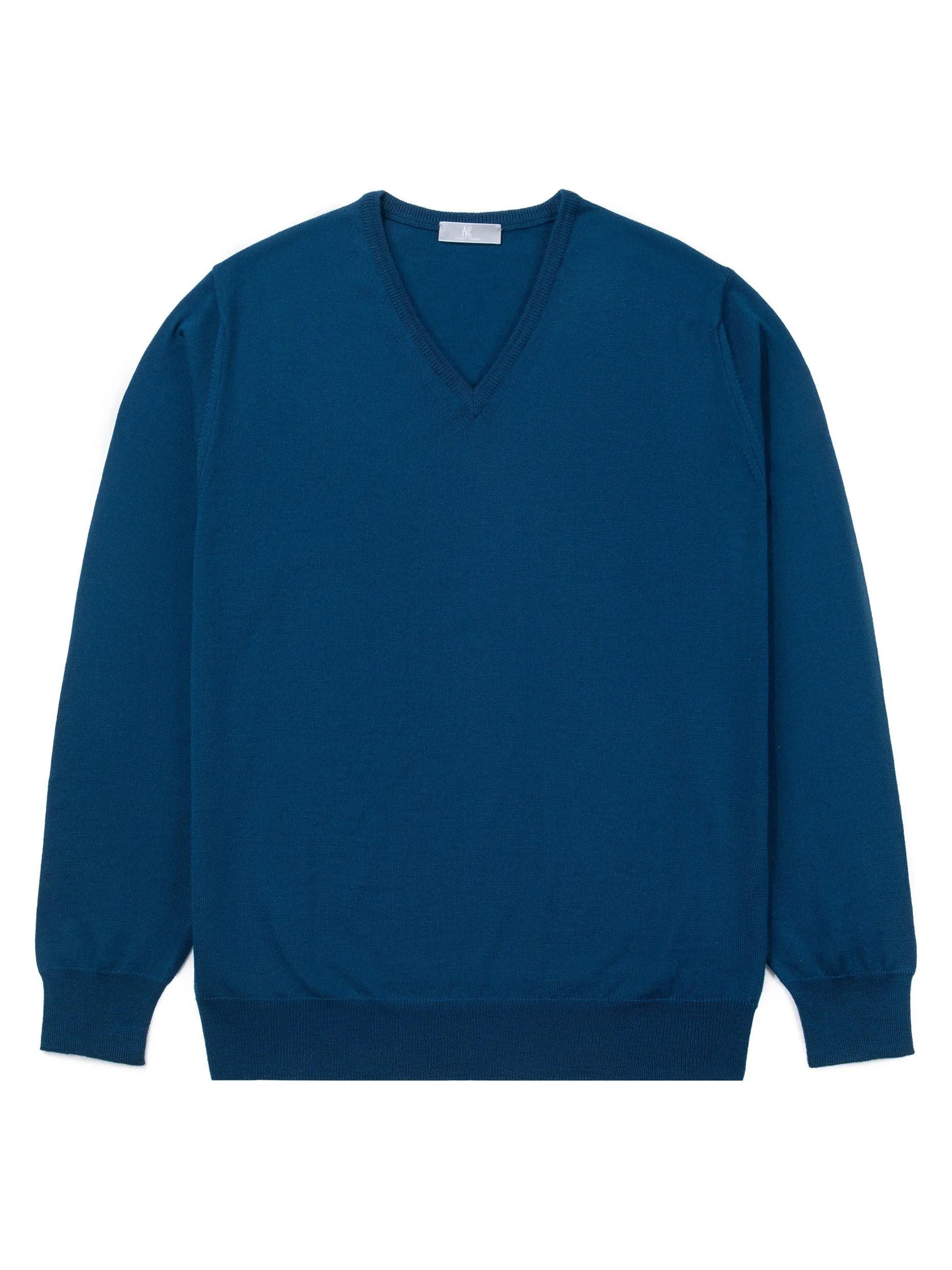 Blue V-Neck Long-Sleeve Sweater