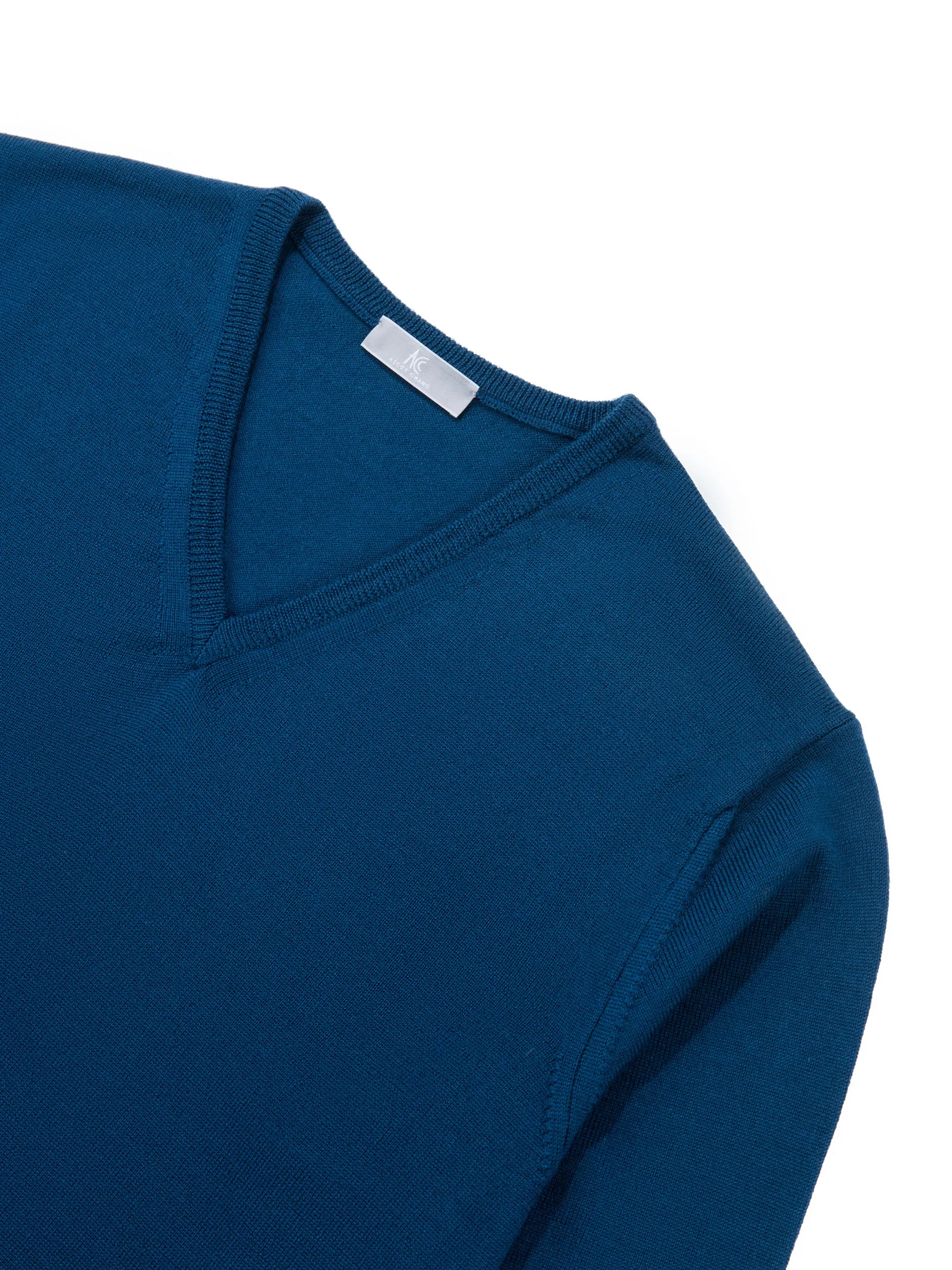Blue V-Neck Long-Sleeve Sweater