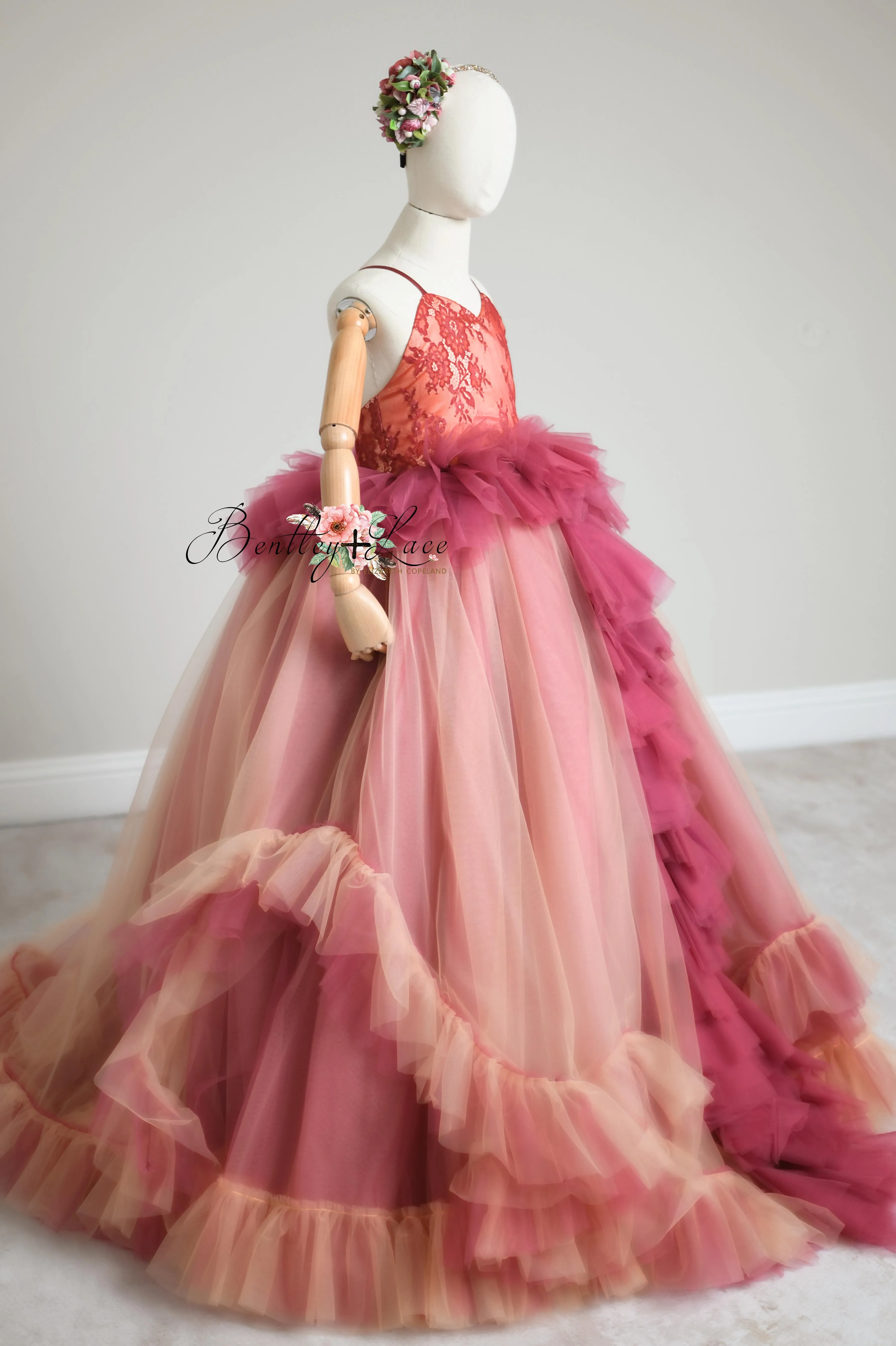 Blush Blossom - Floor Long Couture Rental Gown  (6 year-Pettie 8 year)