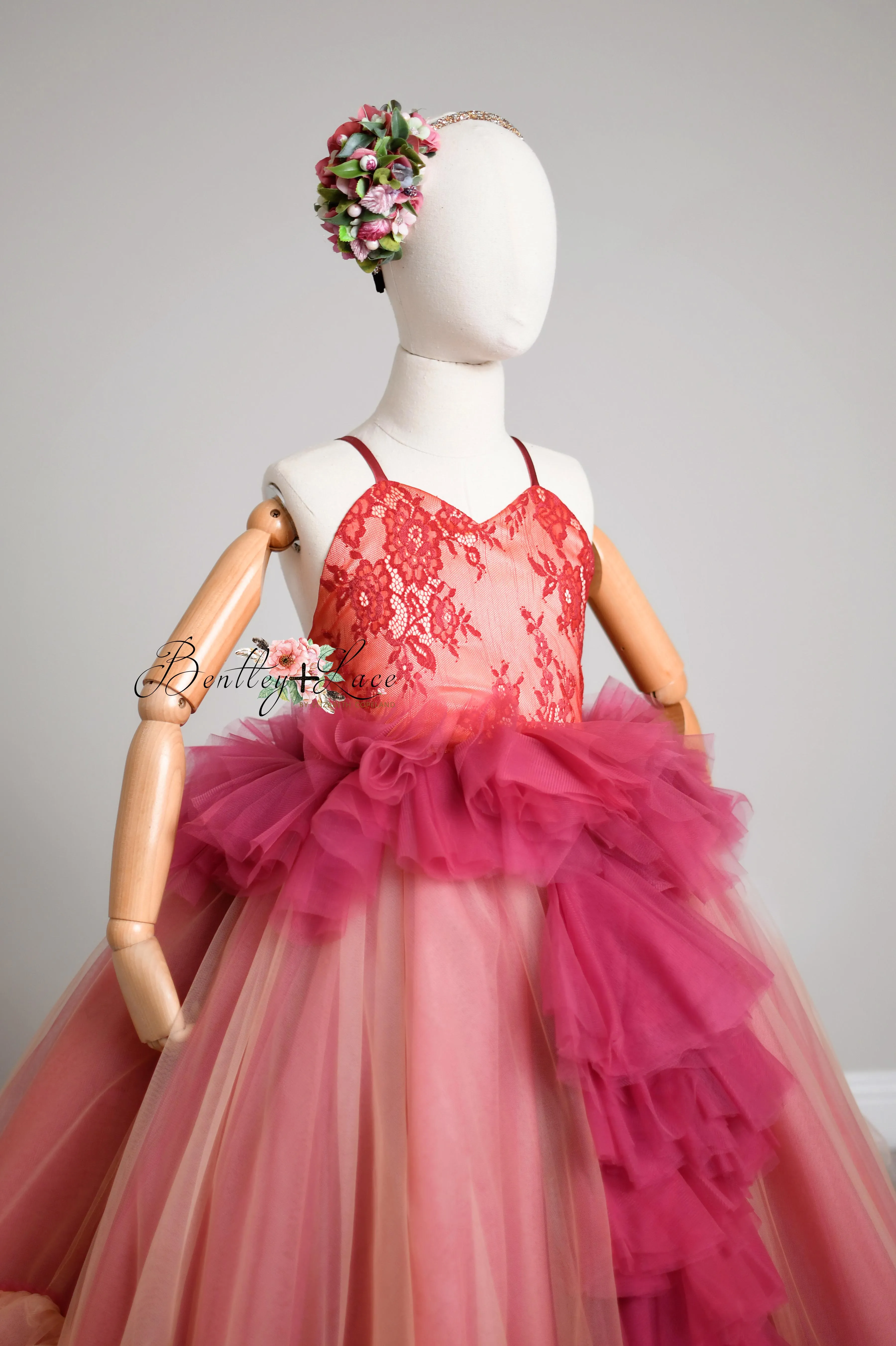 Blush Blossom - Floor Long Couture Rental Gown  (6 year-Pettie 8 year)