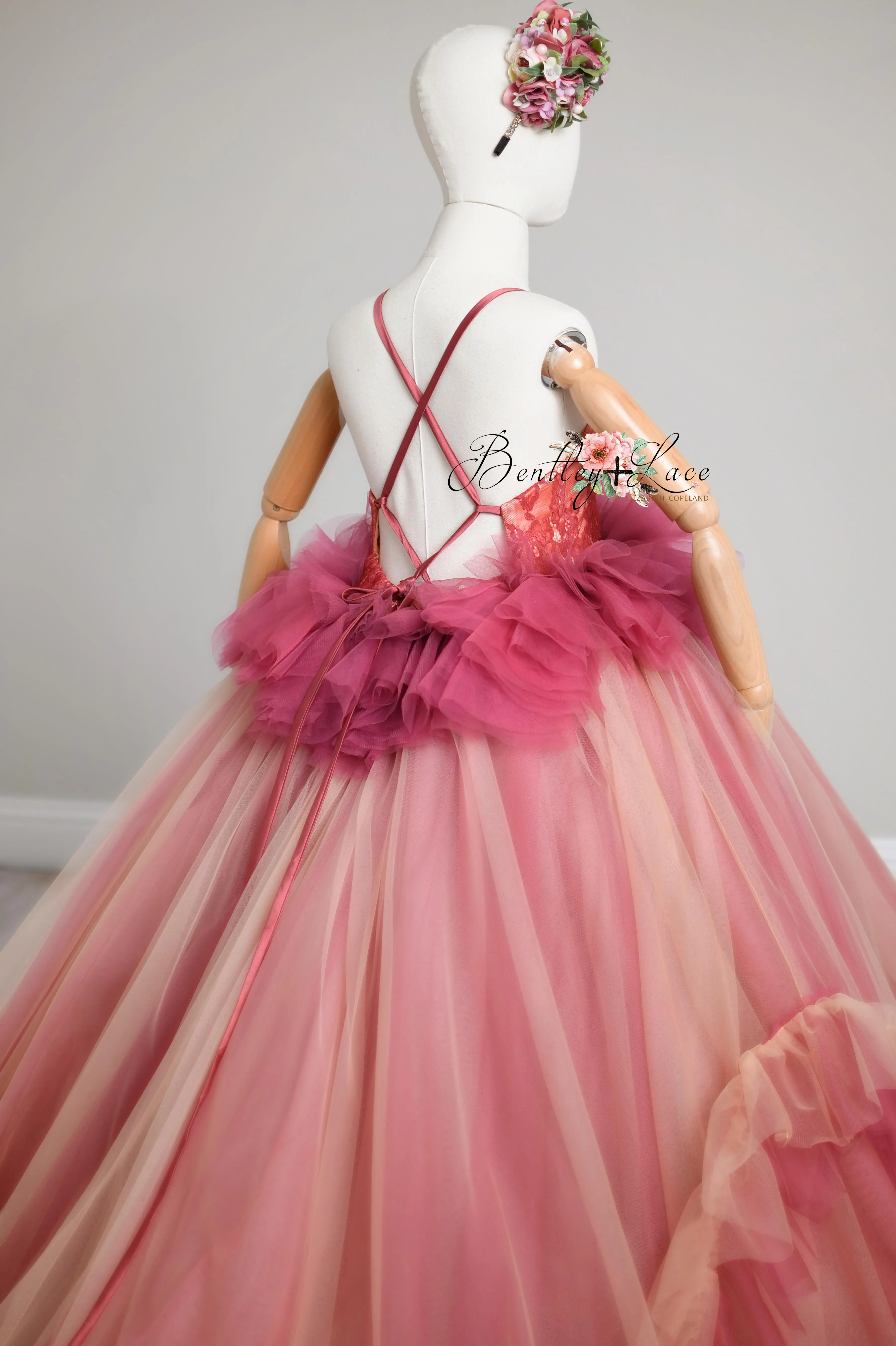 Blush Blossom - Floor Long Couture Rental Gown  (6 year-Pettie 8 year)