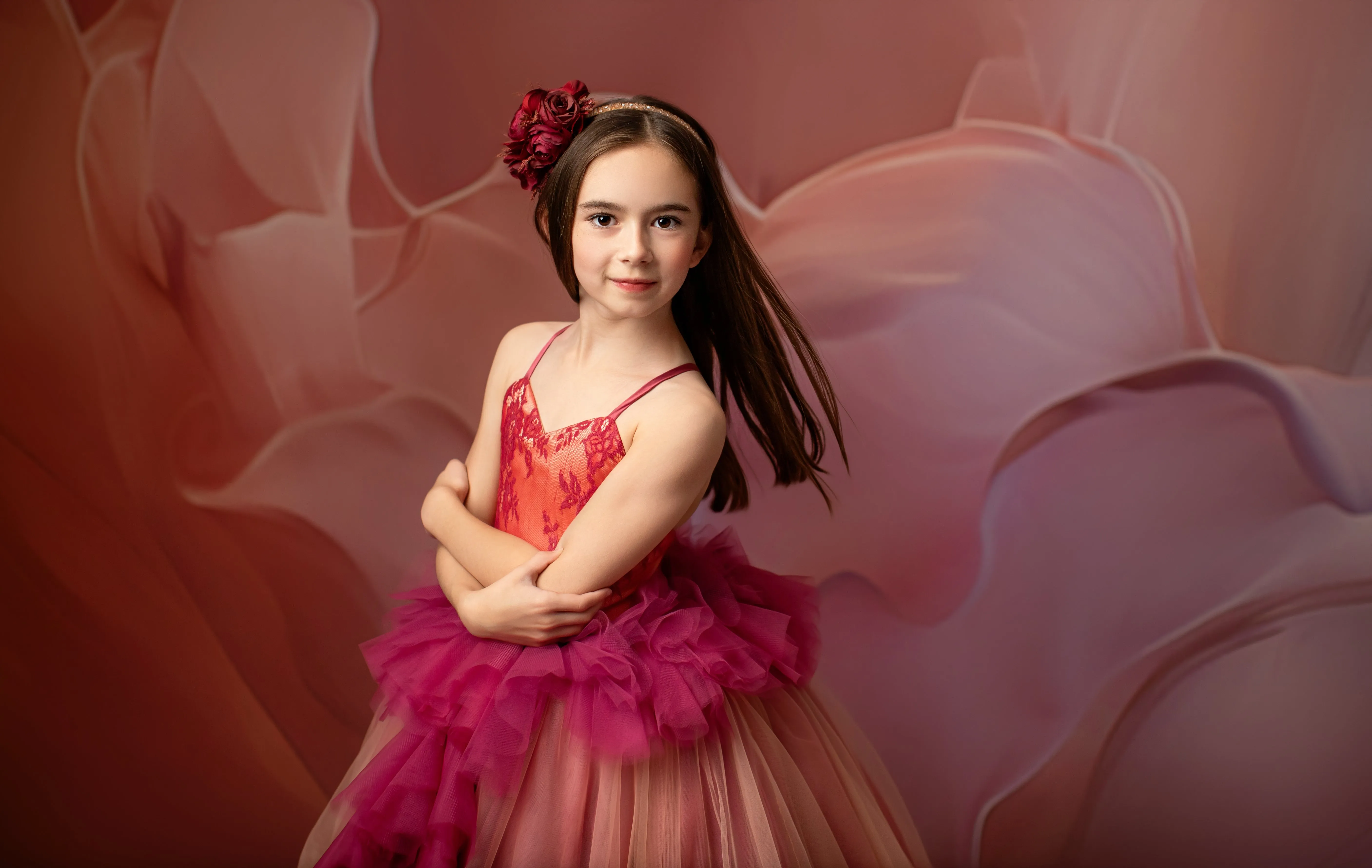 Blush Blossom - Floor Long Couture Rental Gown  (6 year-Pettie 8 year)