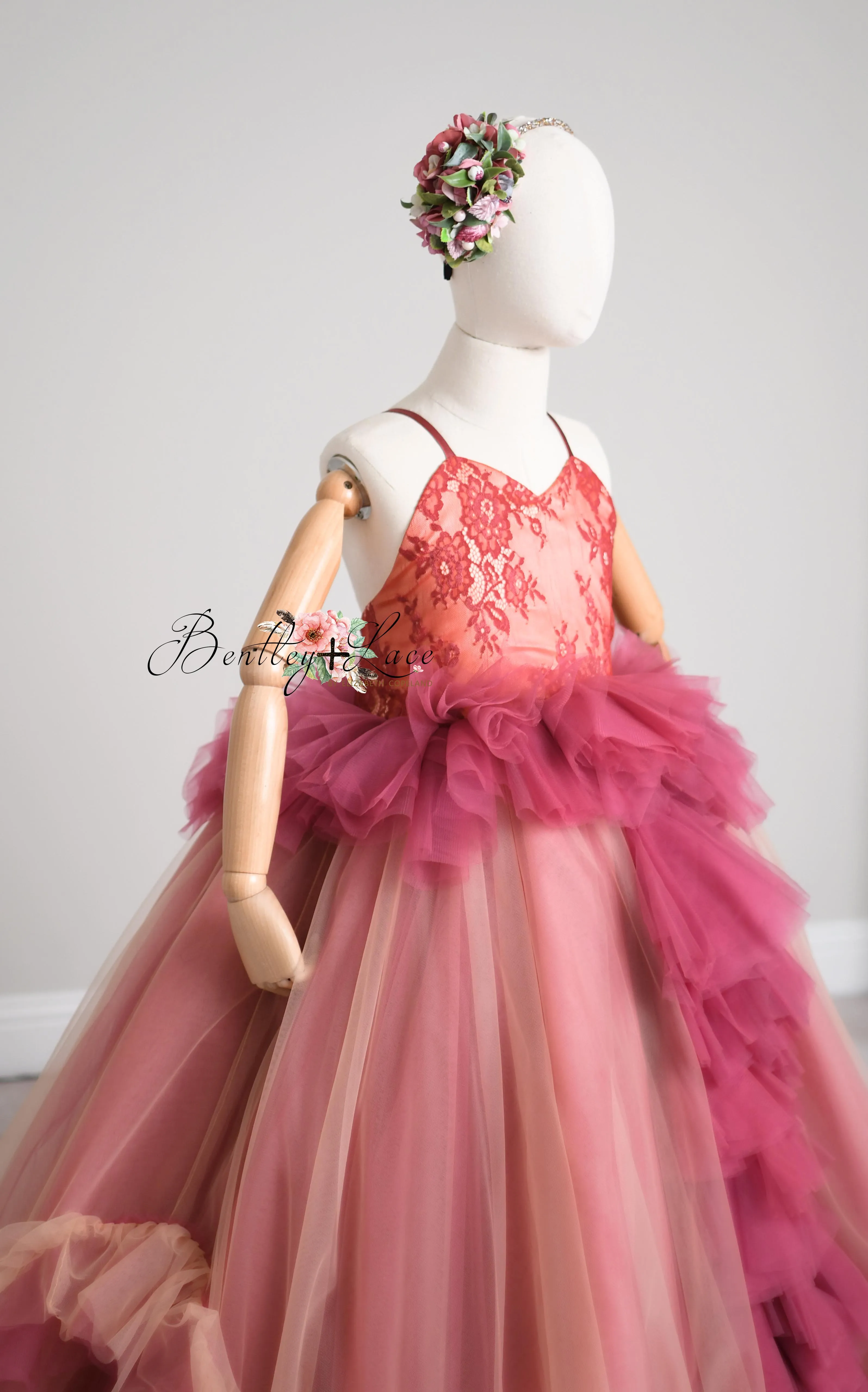 Blush Blossom - Floor Long Couture Rental Gown  (6 year-Pettie 8 year)
