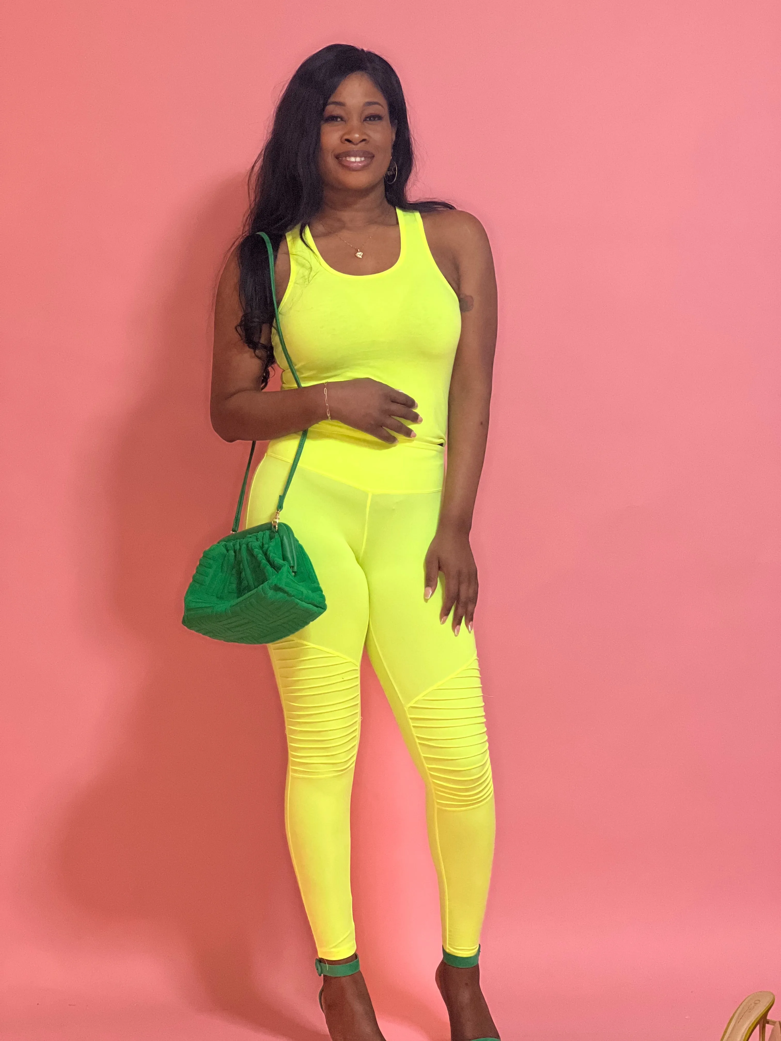 Carly Leggings (Neon Lime Green)