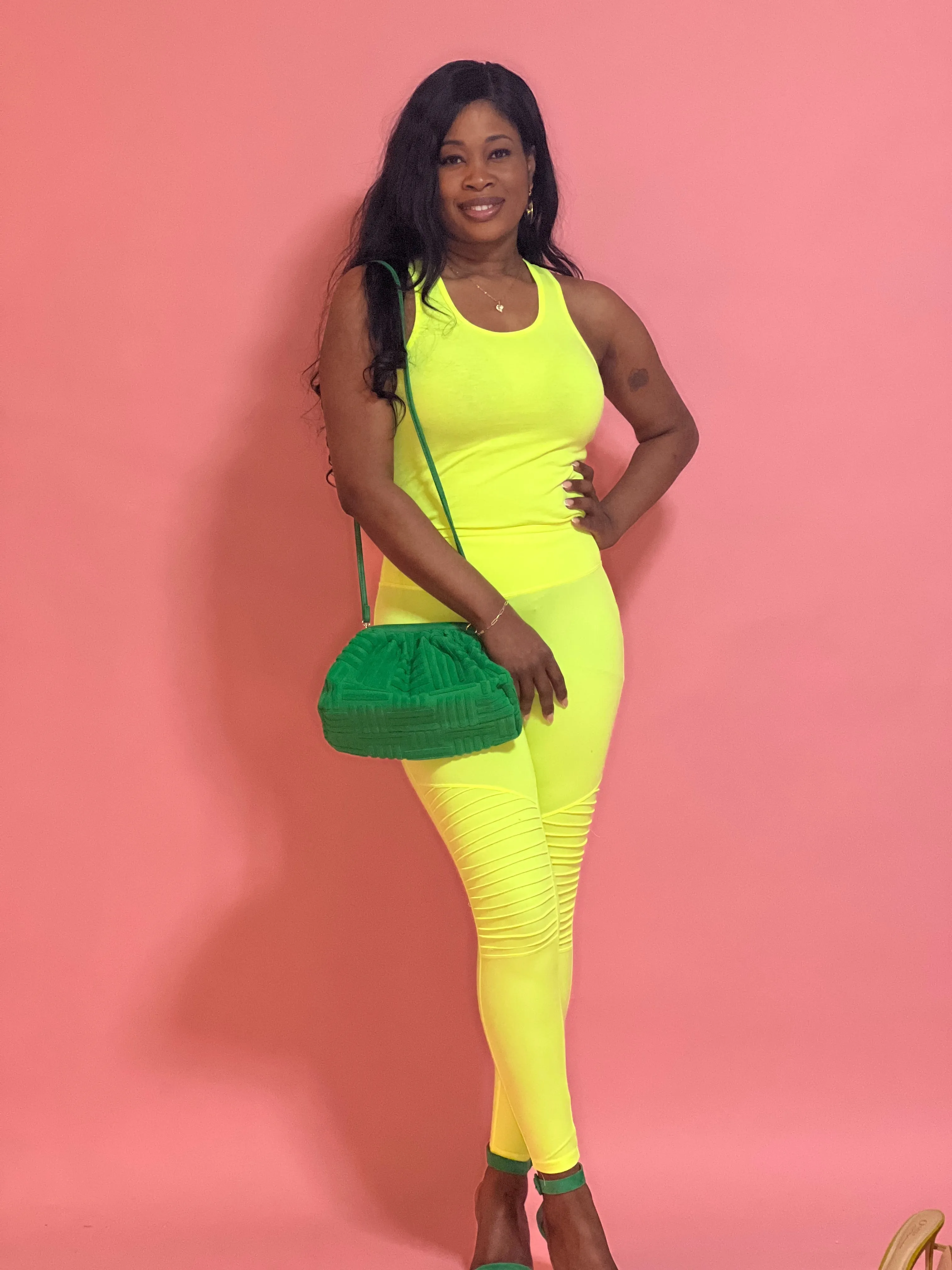 Carly Leggings (Neon Lime Green)
