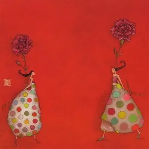 Carnation Flowers by Gaelle Boissonnard - 6 X 6 Inches (Greeting Card)