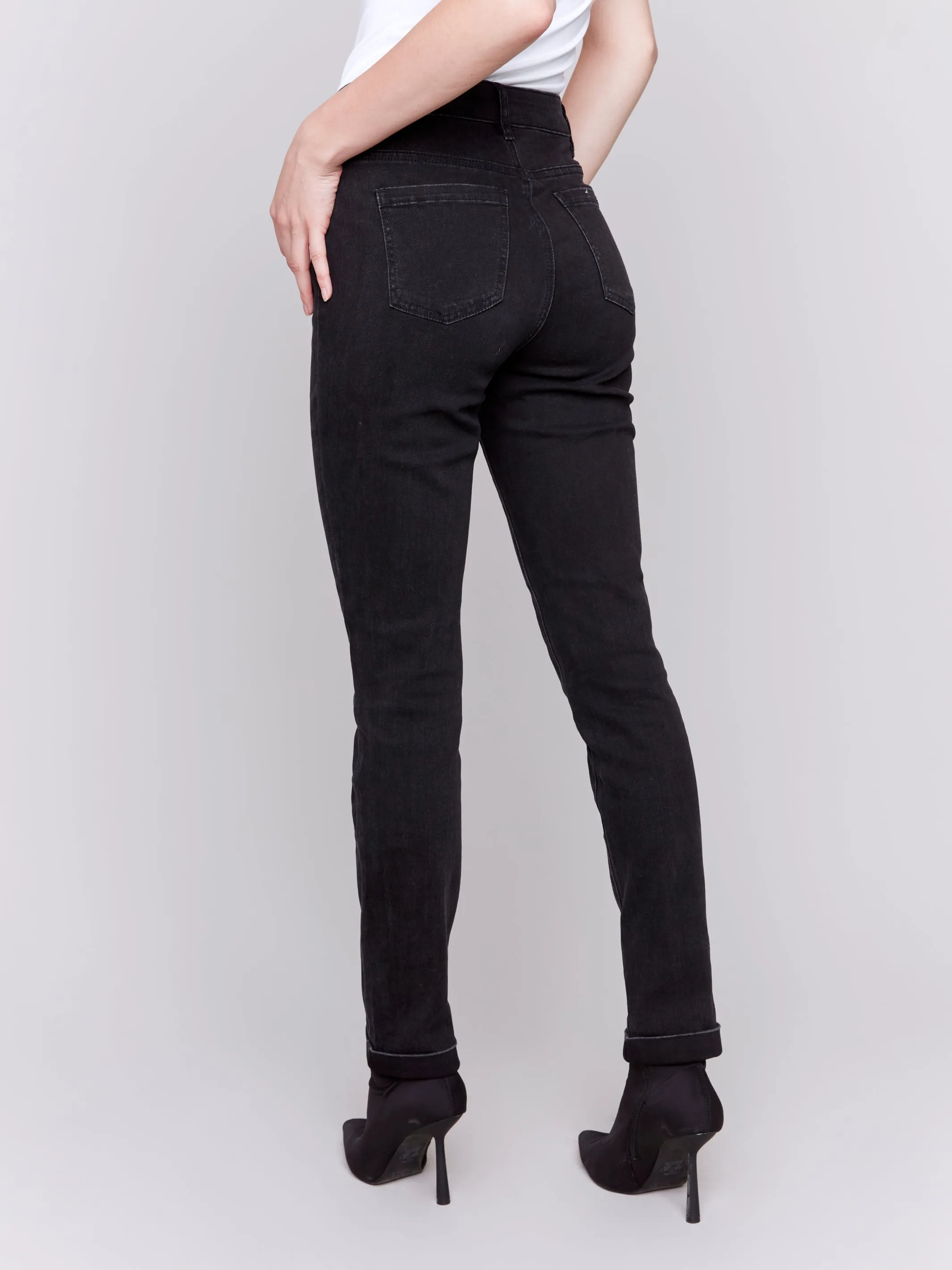 Charlie B Fall 2024-C5309X-038-Cuff Hem Pant-Charcoal