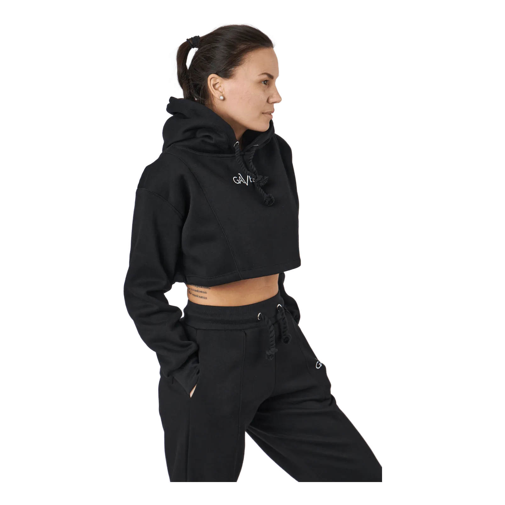 Chill Lounge Cropped Hoodie Black