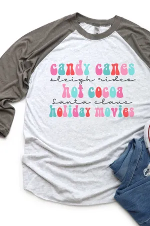 Colorful Christmas Favorite Things Tri-Blend Unisex 3/4 Raglan