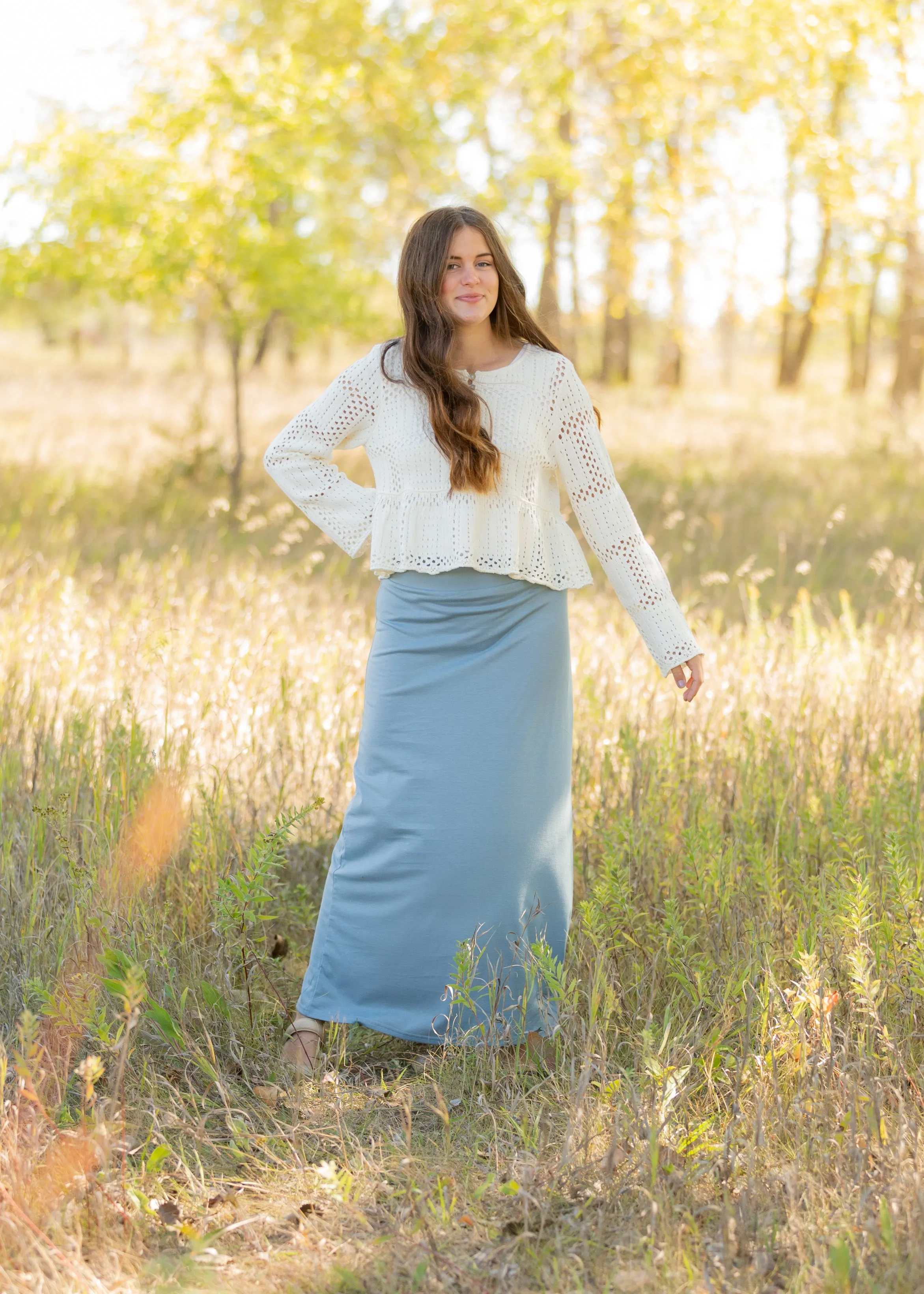 Cream Peplum Long Sleeve Sweater - FINAL SALE