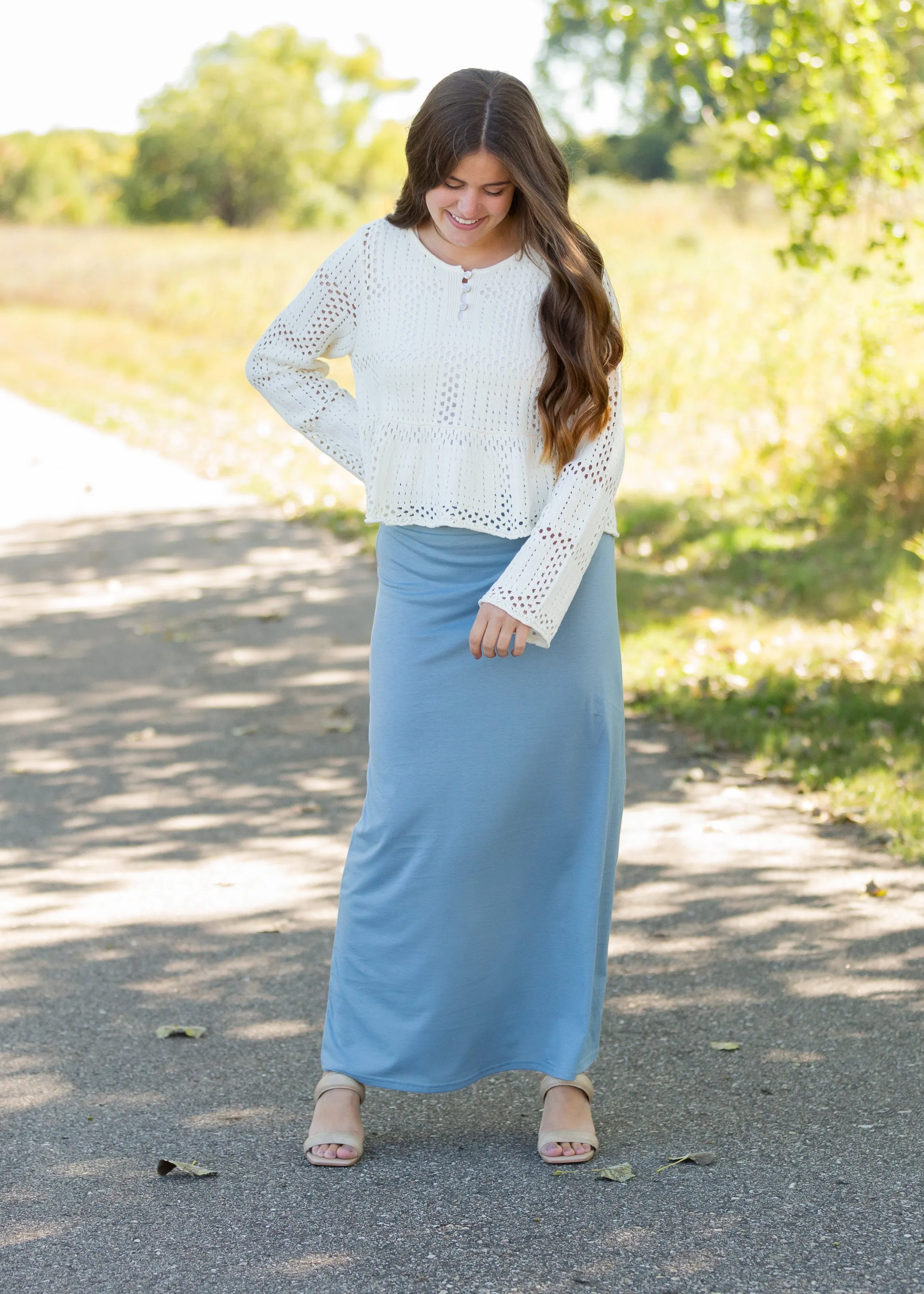 Cream Peplum Long Sleeve Sweater - FINAL SALE