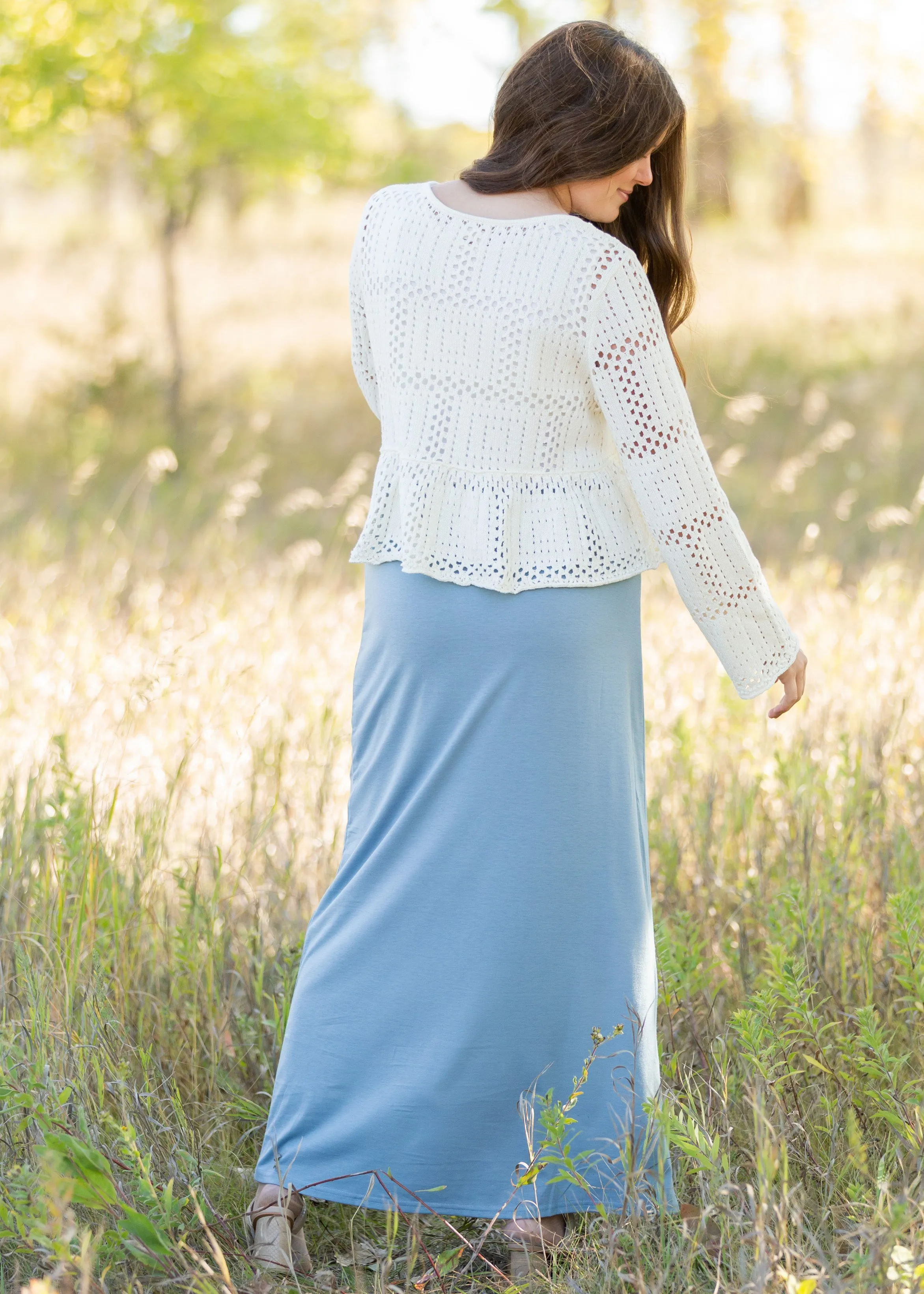 Cream Peplum Long Sleeve Sweater - FINAL SALE