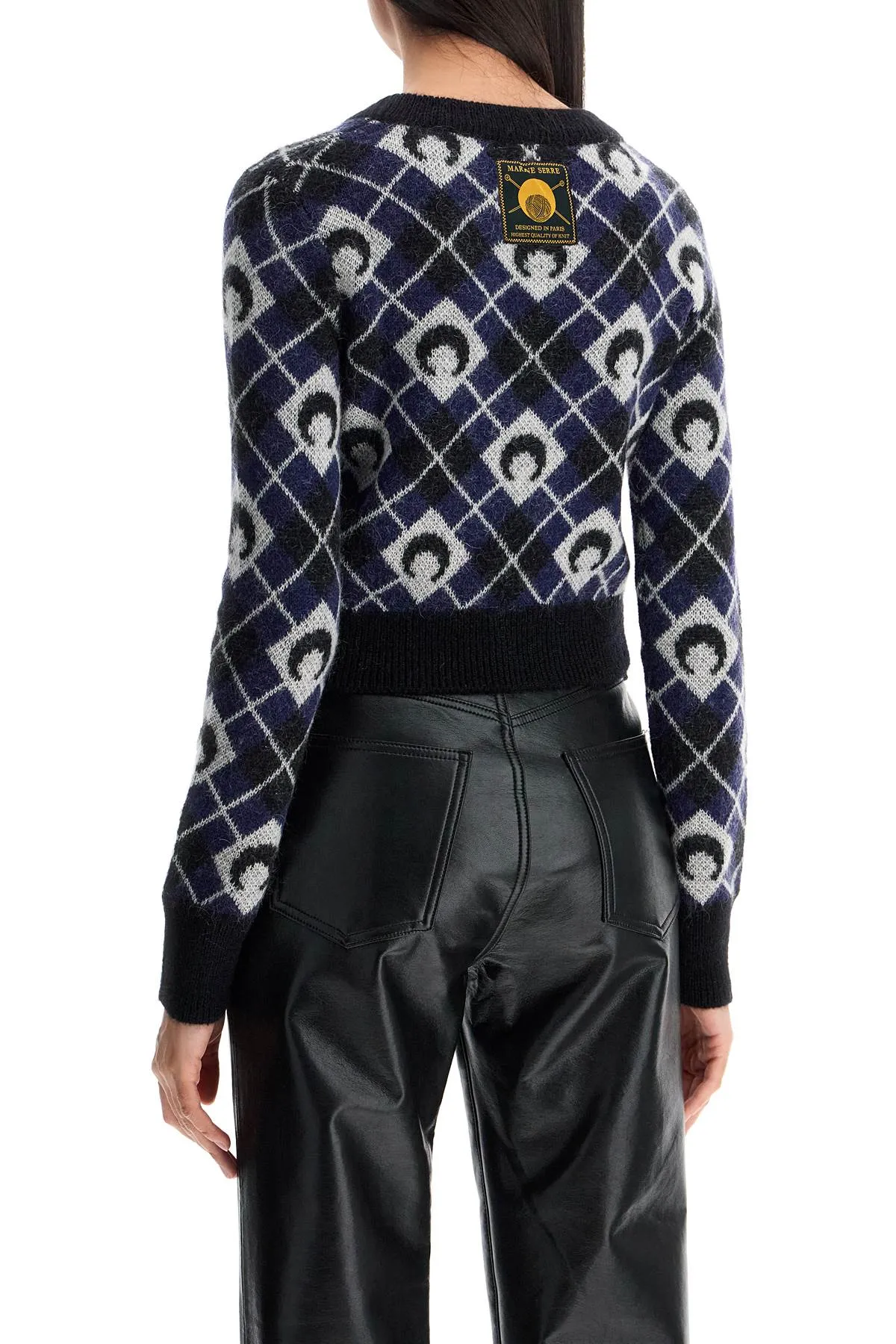 cropped moon argyle pattern WTK044A CKNI0522 BLACK