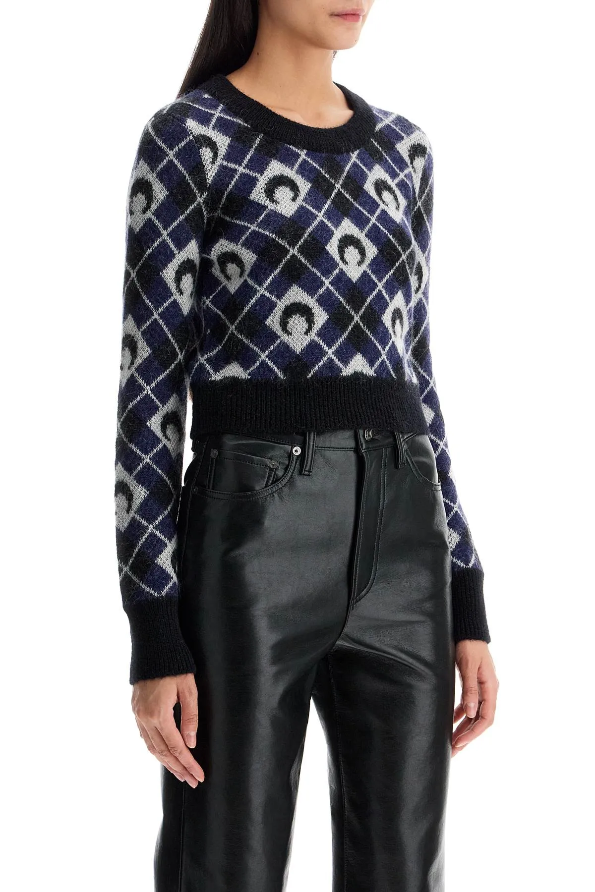 cropped moon argyle pattern WTK044A CKNI0522 BLACK