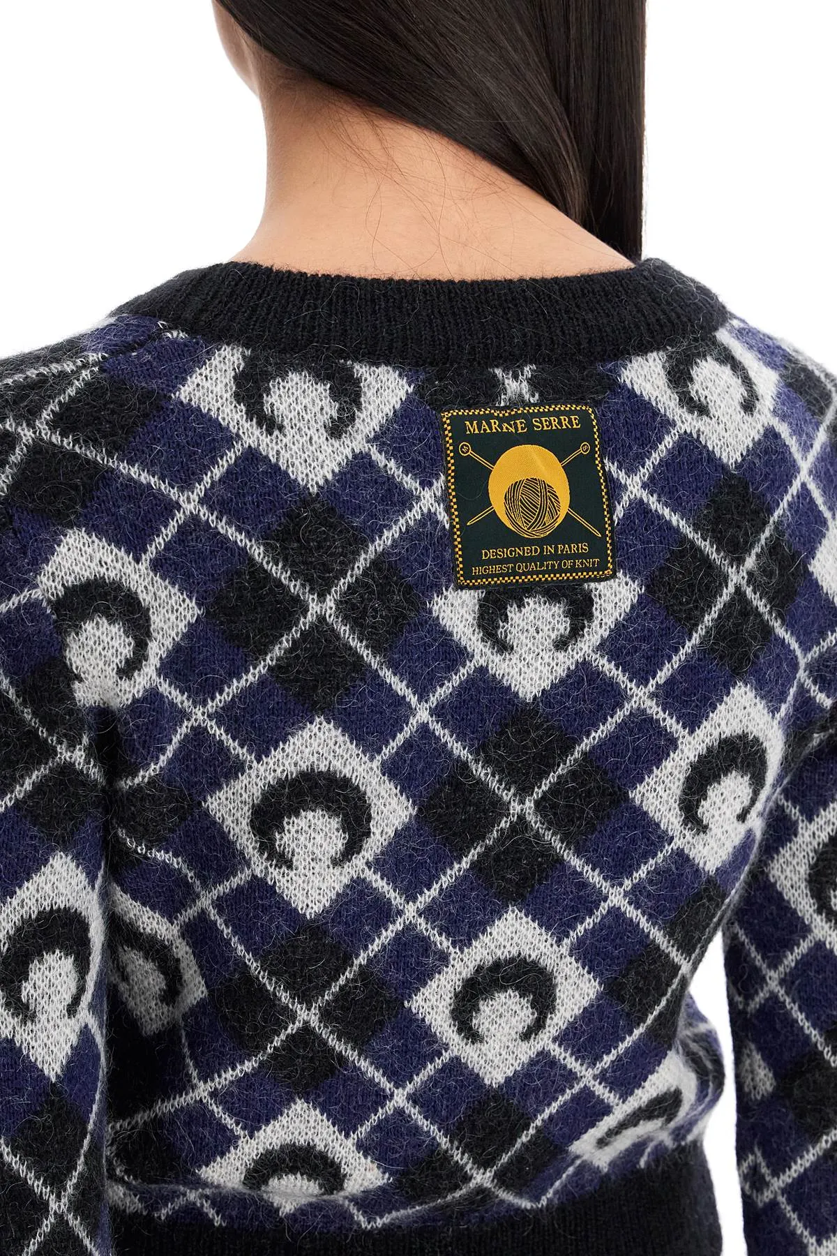 cropped moon argyle pattern WTK044A CKNI0522 BLACK