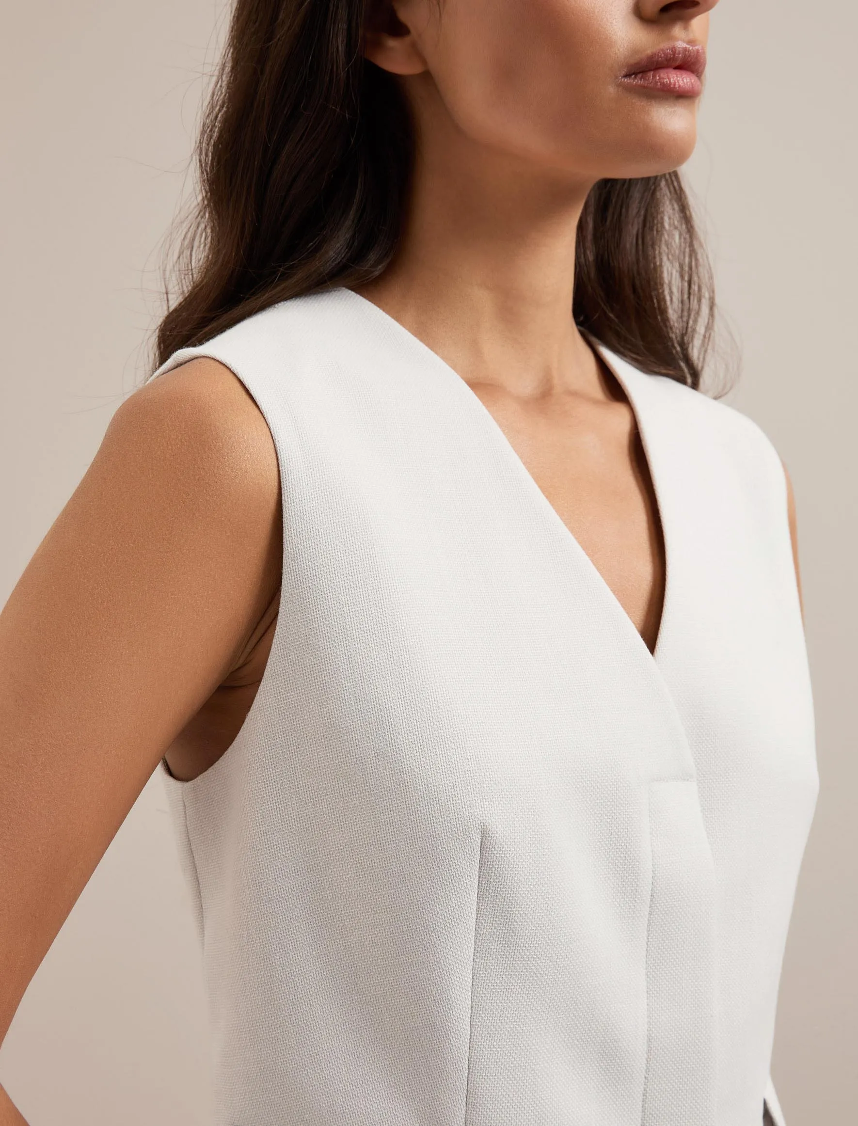 Deacon Linen Blend Waistcoat - Pearl