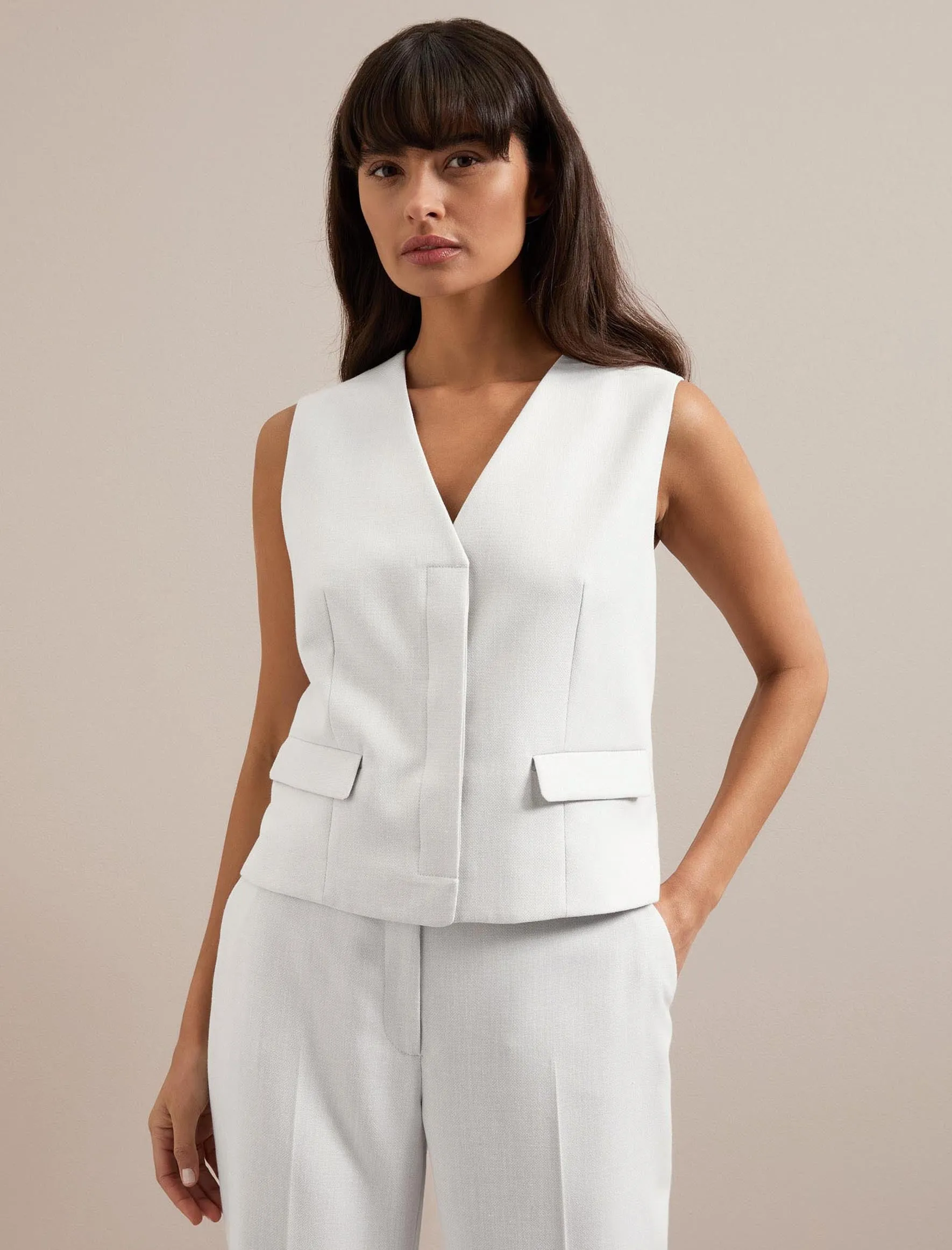 Deacon Linen Blend Waistcoat - Pearl
