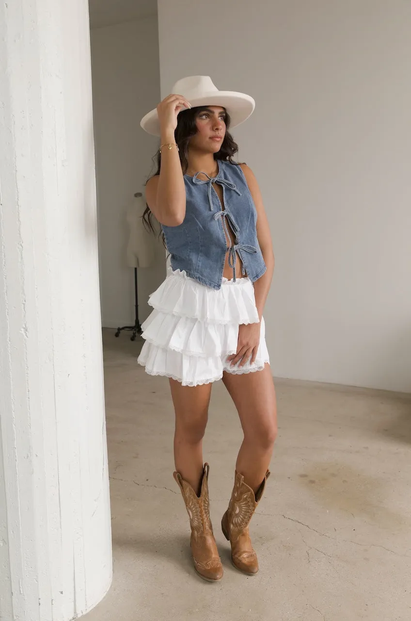 Denim Front Tie Vest Top
