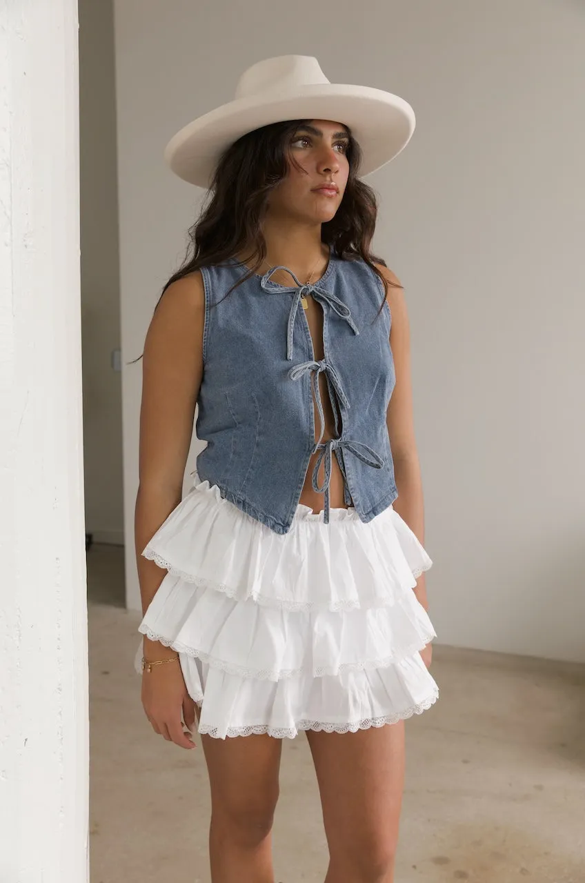 Denim Front Tie Vest Top