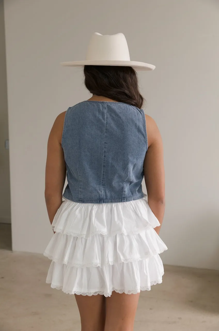 Denim Front Tie Vest Top