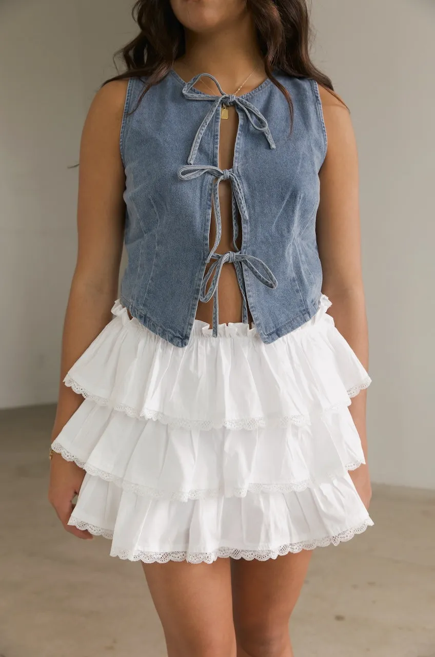 Denim Front Tie Vest Top