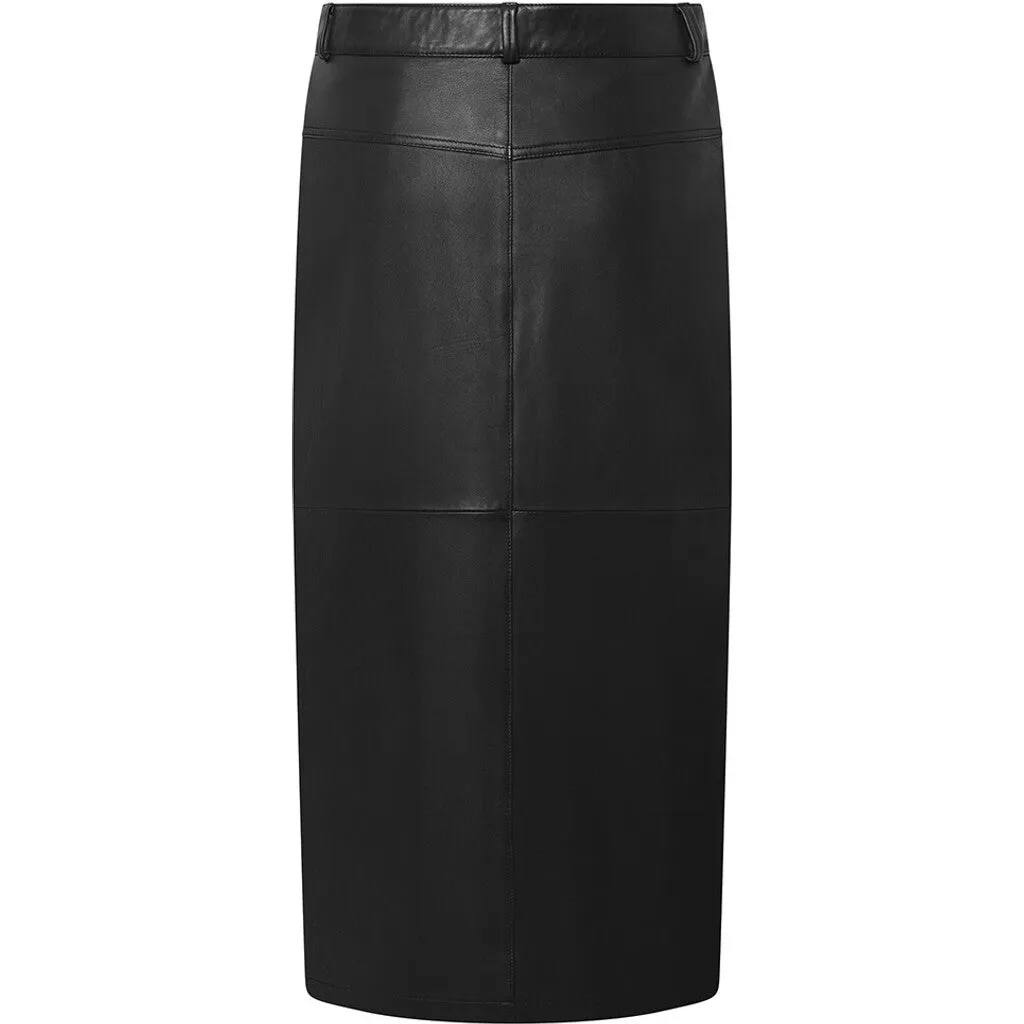 Elegant underknee Evi pencil skirt in soft leathe / 51088
