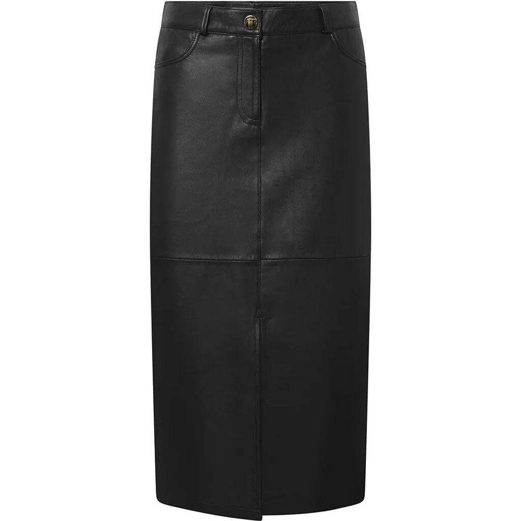 Elegant underknee Evi pencil skirt in soft leathe / 51088