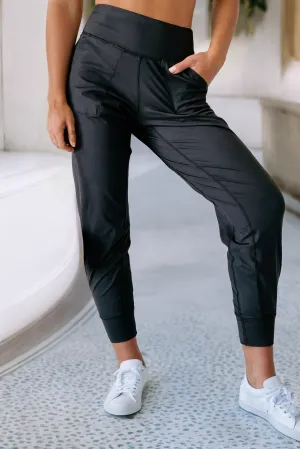 Exposed Seam High Waist Pocketed Joggers
