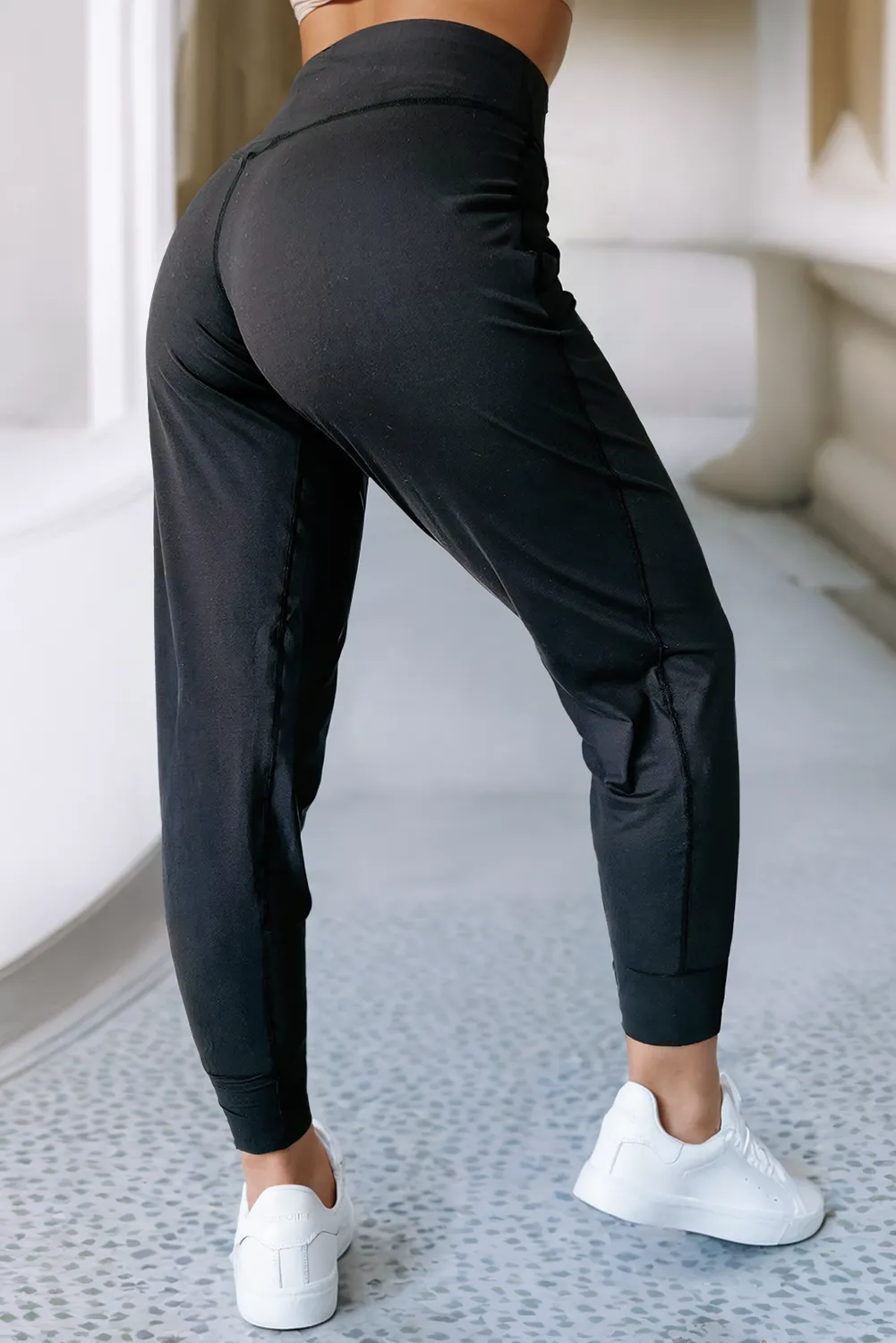 Exposed Seam High Waist Pocketed Joggers