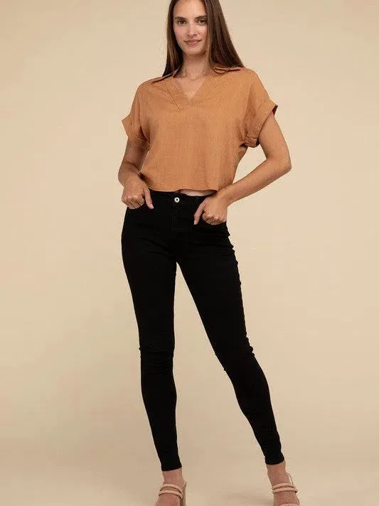 Fashion is a Feeling Short Sleeve Linen Top