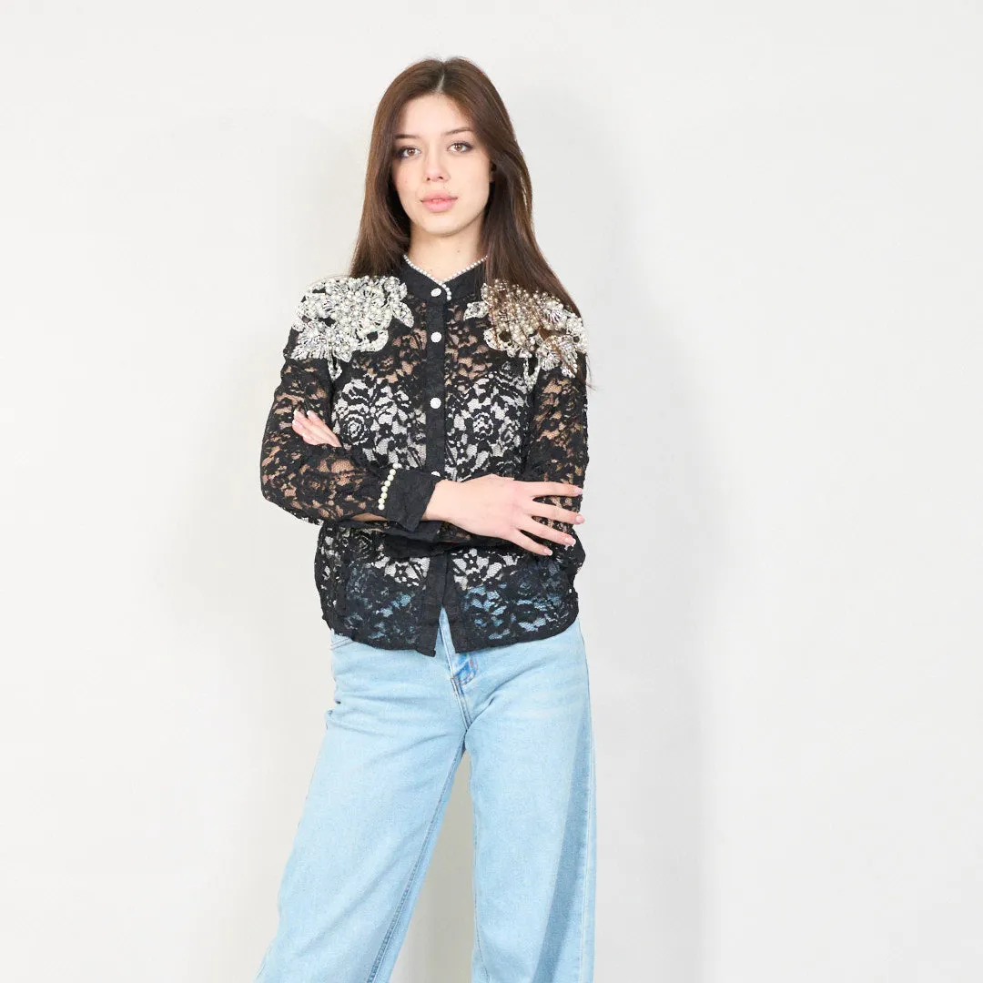 Floral embroidered lace blouse wholesale